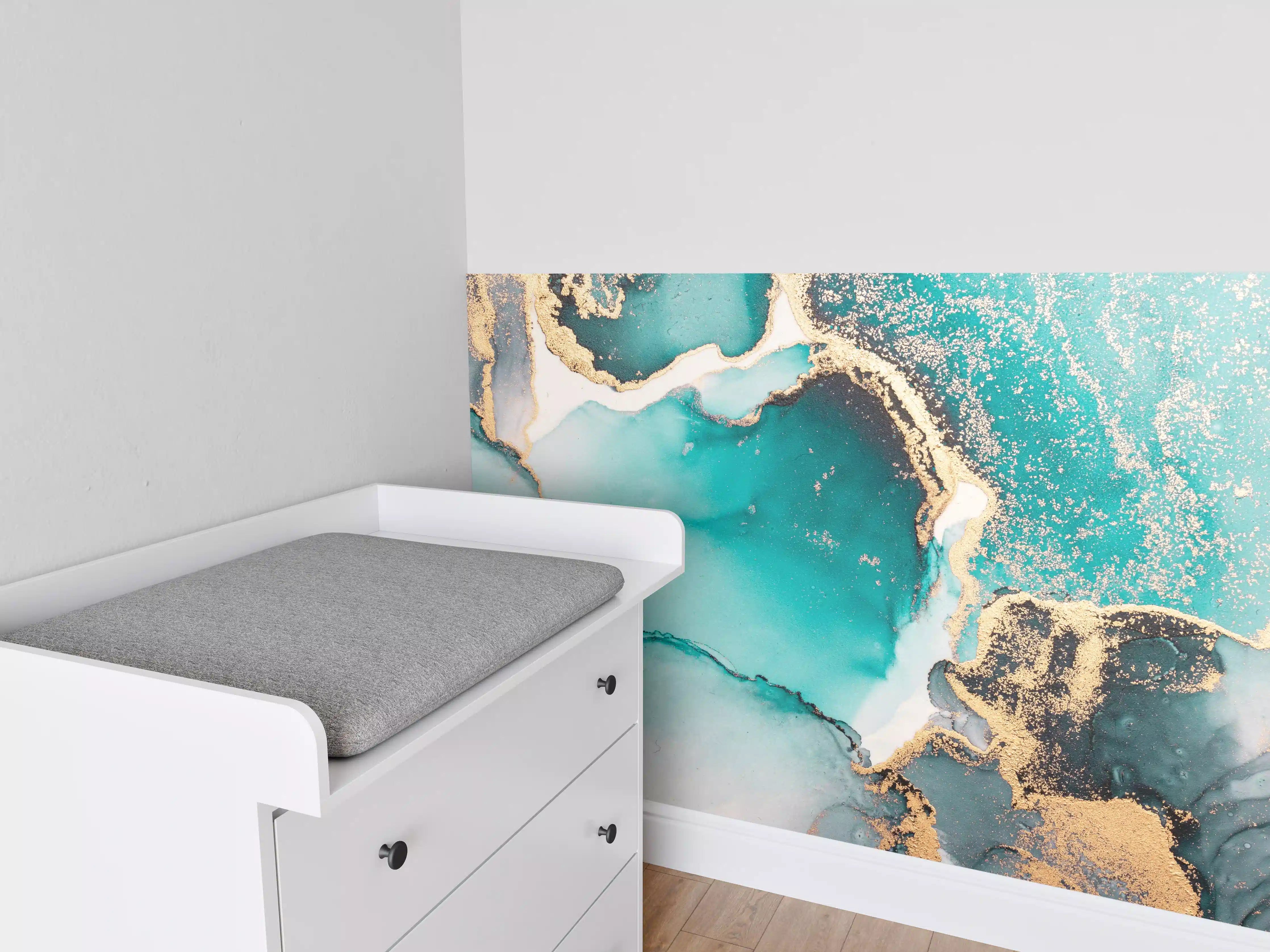 Babyzimmer Wandgestaltung - Ozean Blaue Flüssigkunst