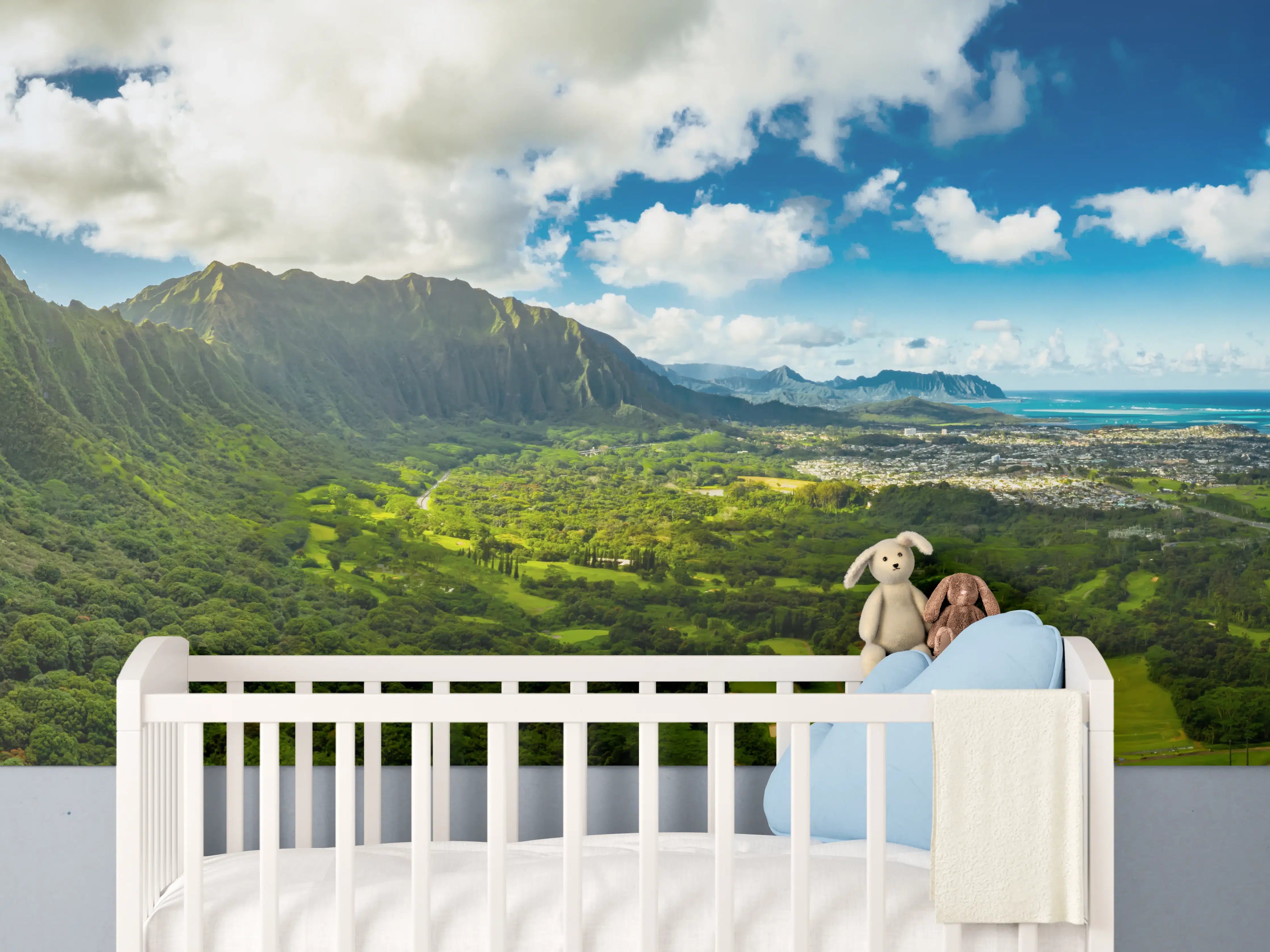 Babyzimmer Wandgestaltung - Pali Lookout Klippen in Hawaii