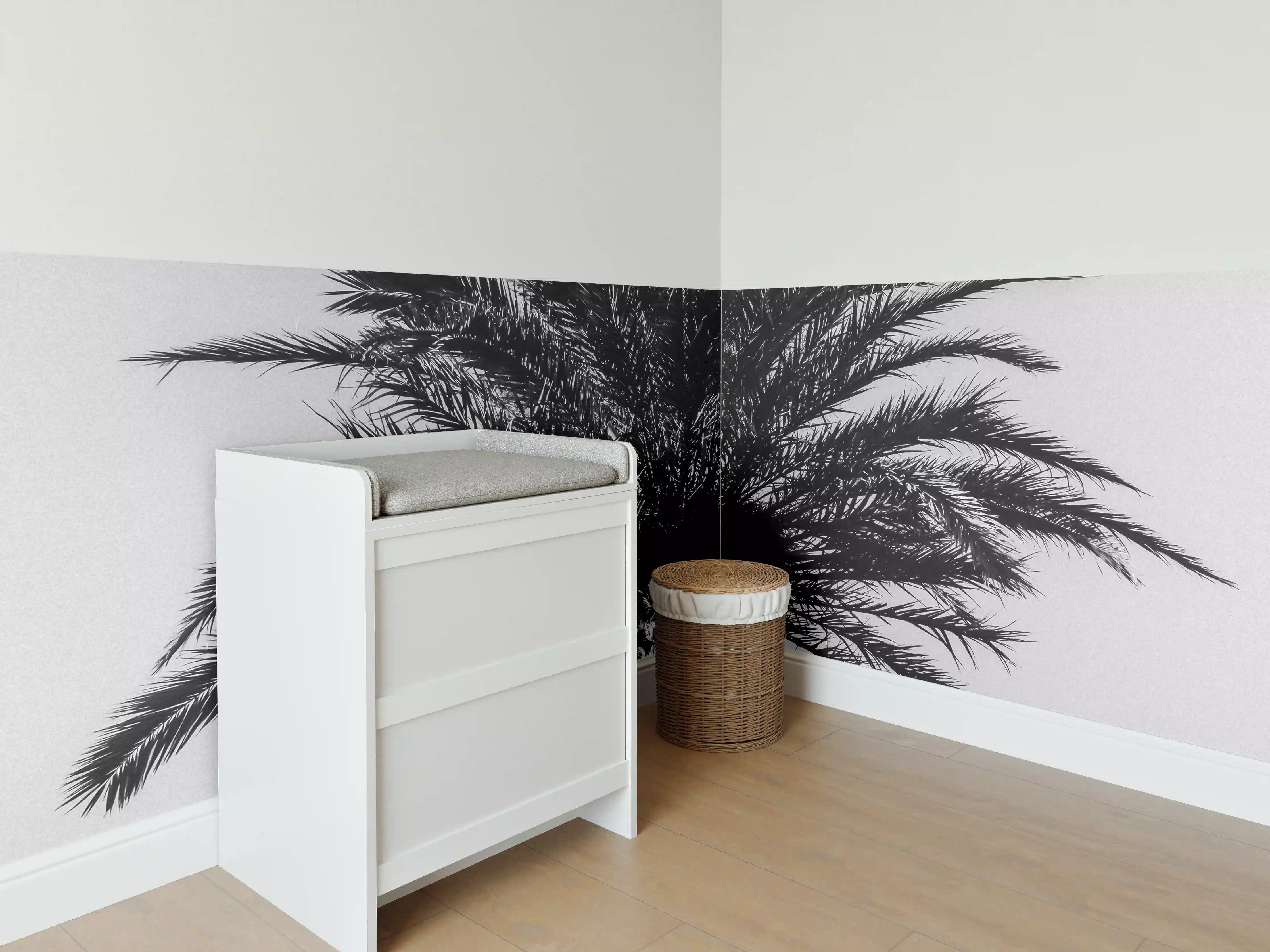 Babyzimmer Wandgestaltung - Palme - Schwarz-weiß