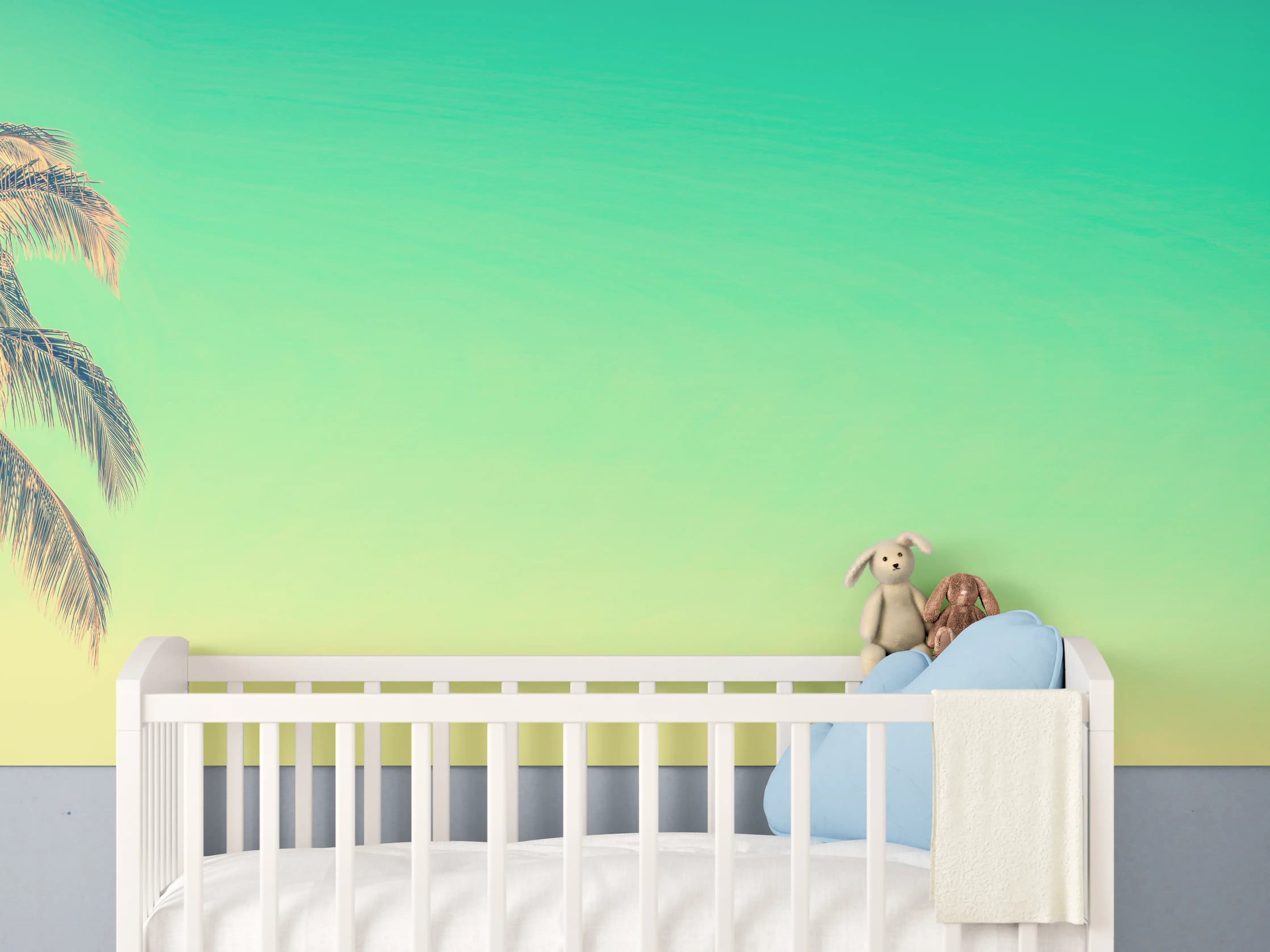 Babyzimmer Wandgestaltung - Palme im Panorama-Himmel