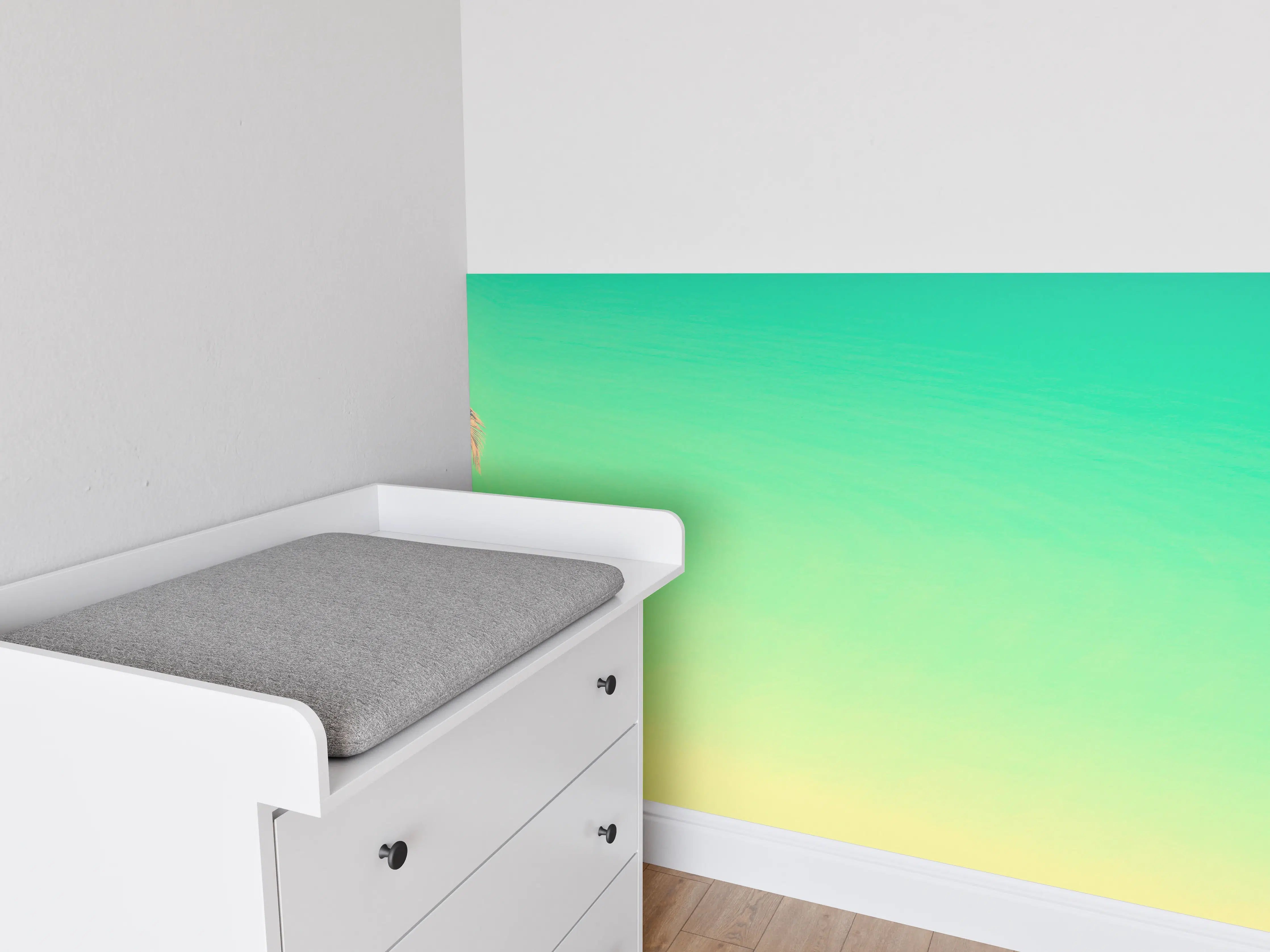 Babyzimmer Wandgestaltung - Palme im Panorama-Himmel