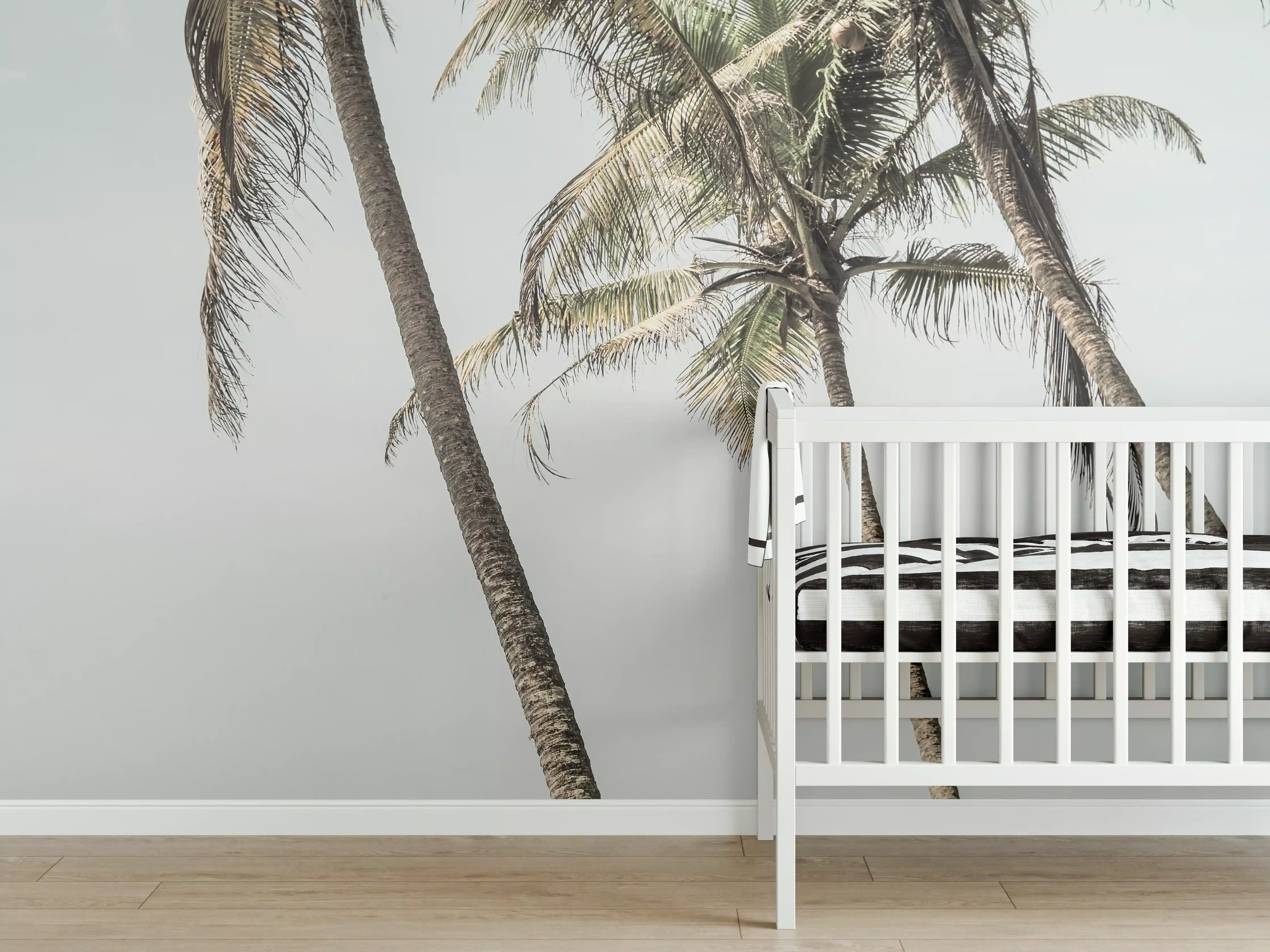 Babyzimmer Wandgestaltung - Palmen am Meer