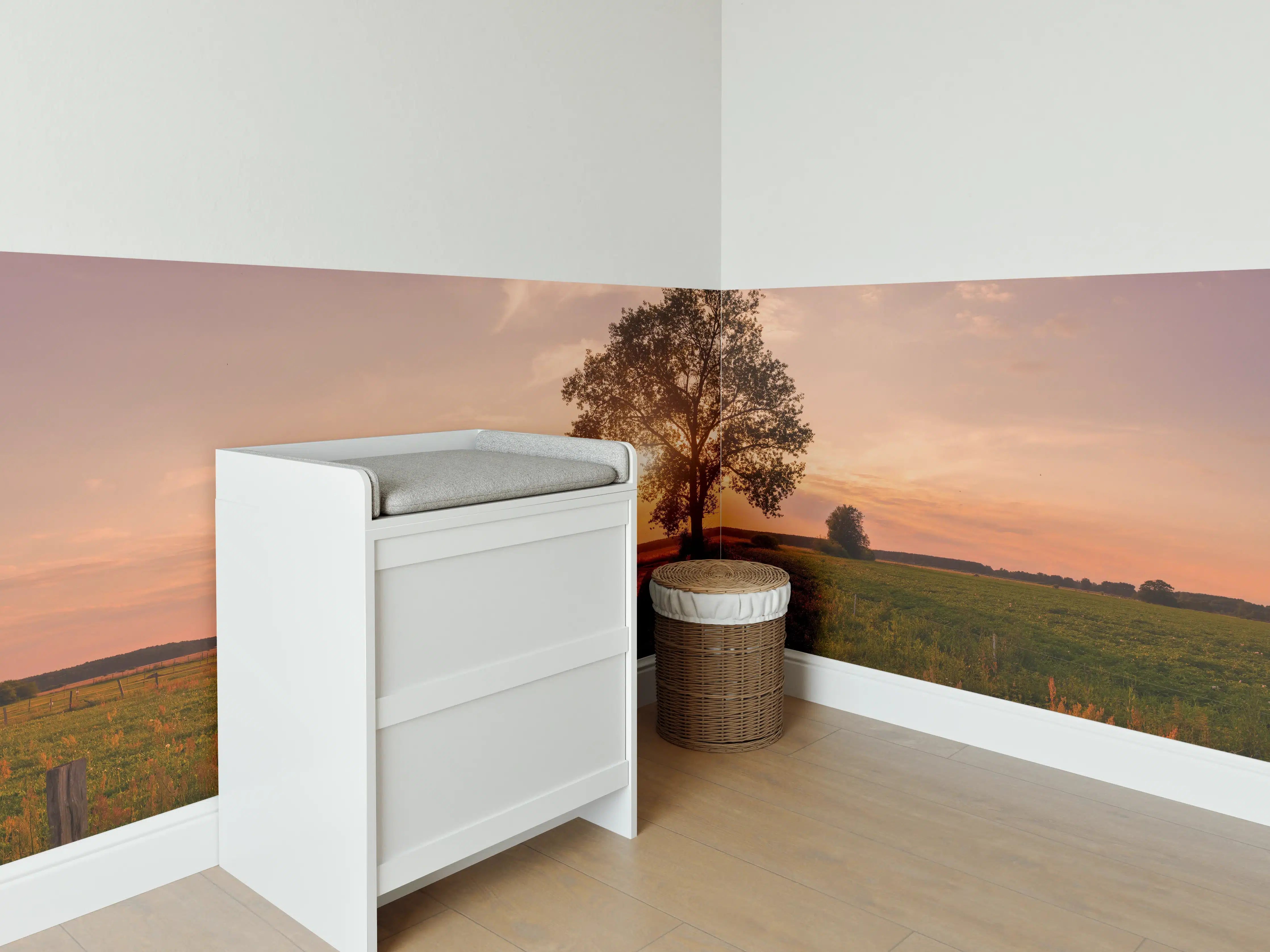Babyzimmer Wandgestaltung - Panorama Landleben Feldweg