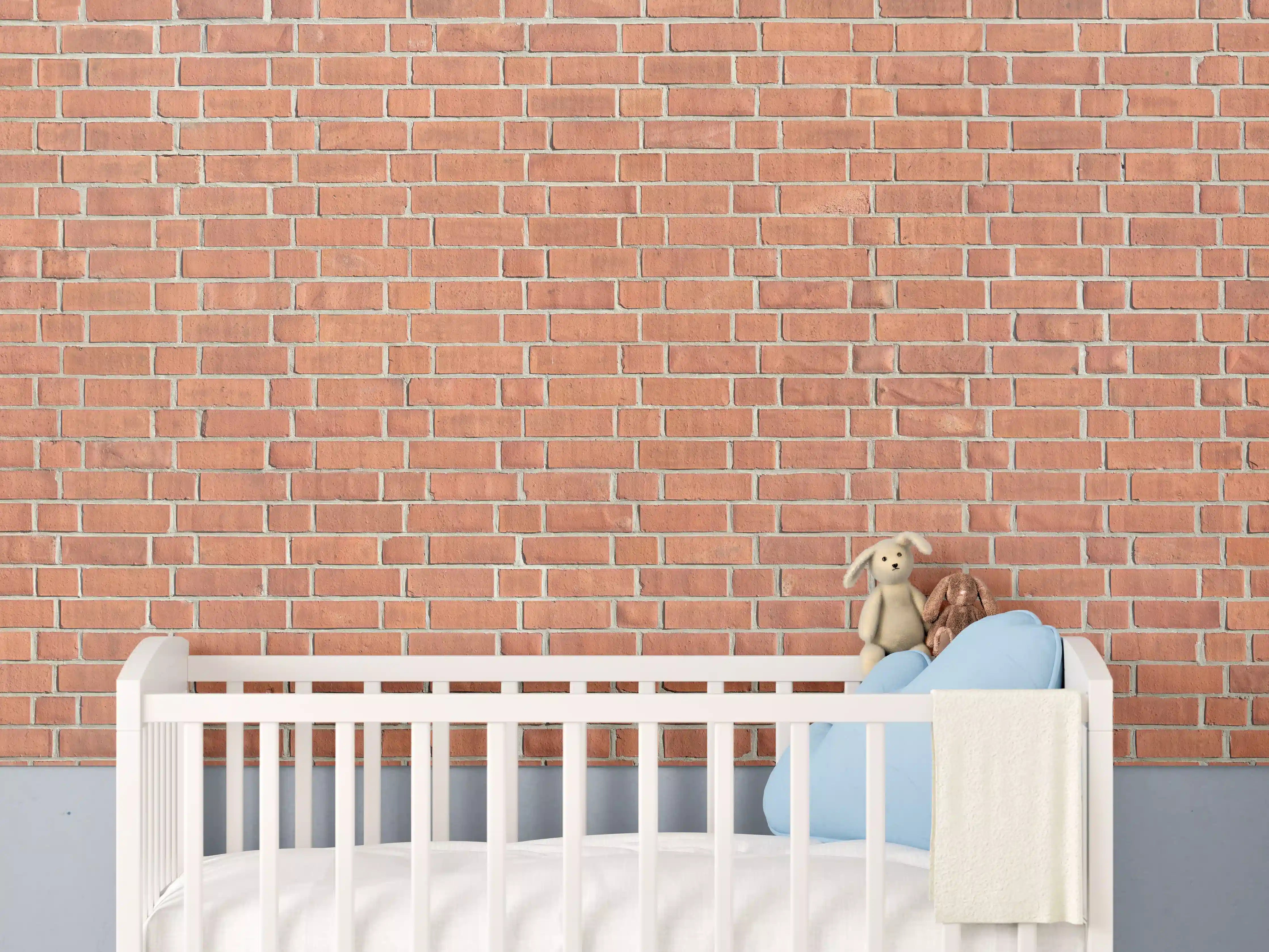 Babyzimmer Wandgestaltung - Panorama Rote Ziegelwand