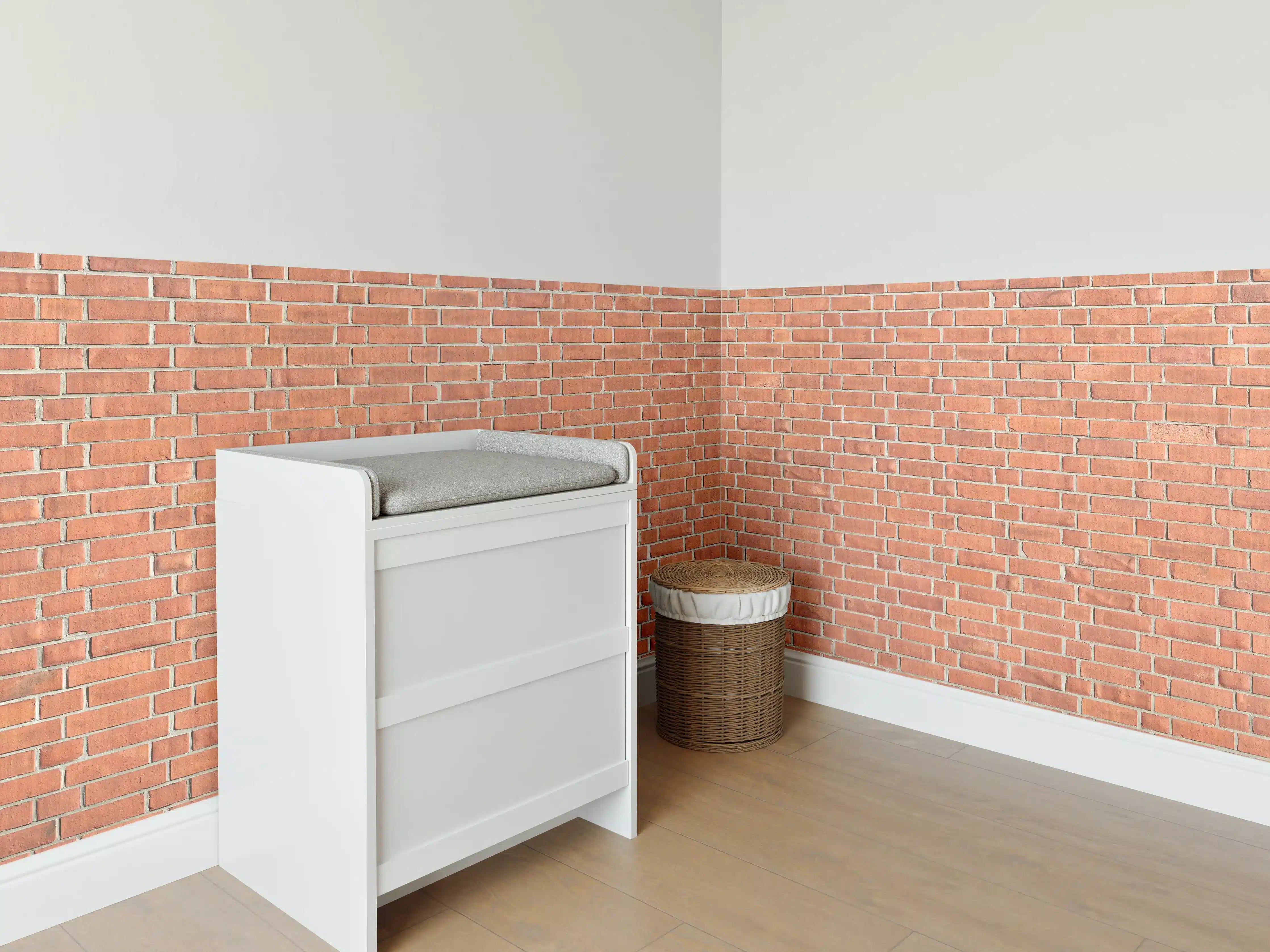 Babyzimmer Wandgestaltung - Panorama Rote Ziegelwand