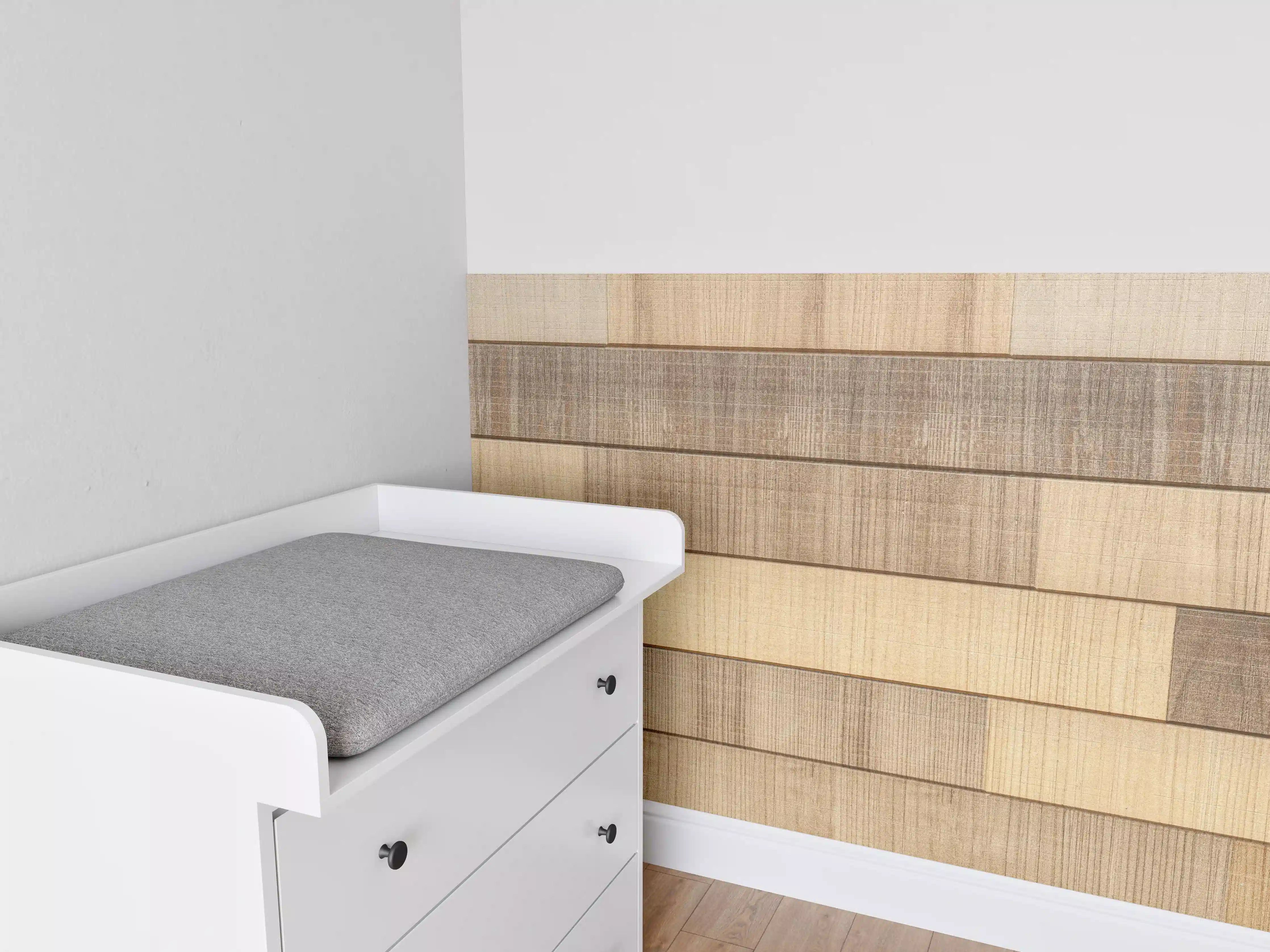 Babyzimmer Wandgestaltung - Panorama der braunen Holzplanken