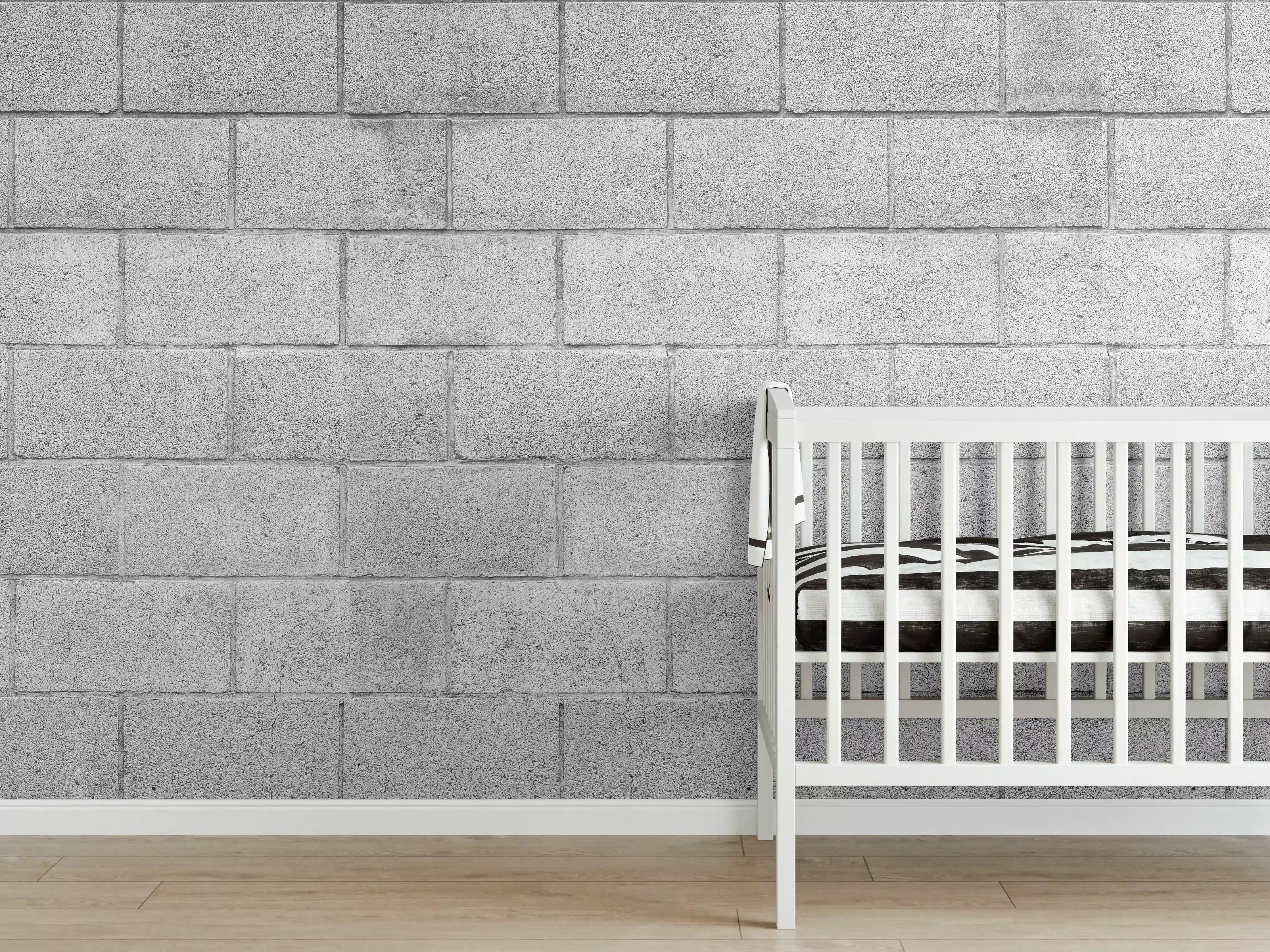 Babyzimmer Wandgestaltung - Panorama der grauen Zementblockwand
