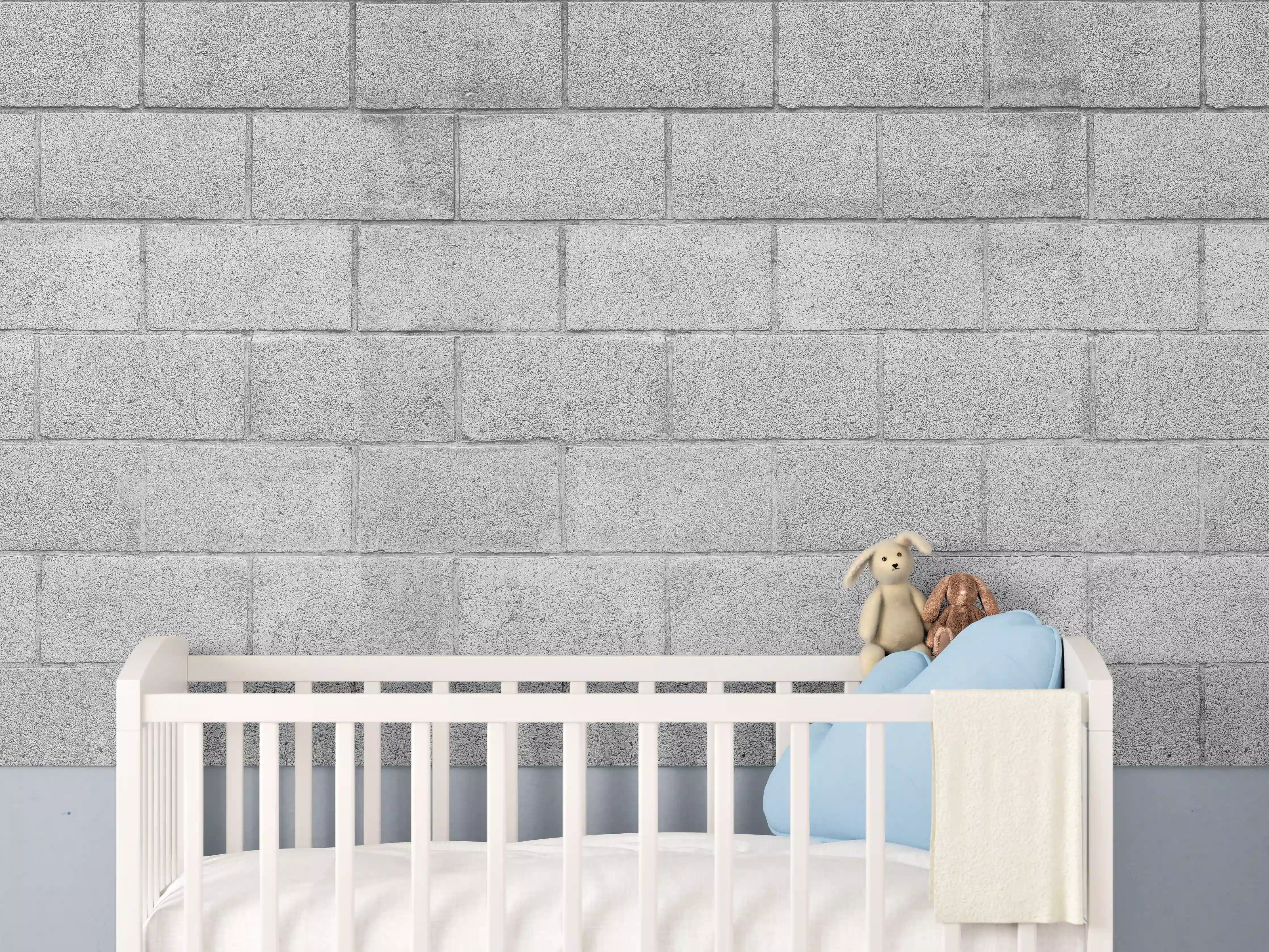 Babyzimmer Wandgestaltung - Panorama der grauen Zementblockwand