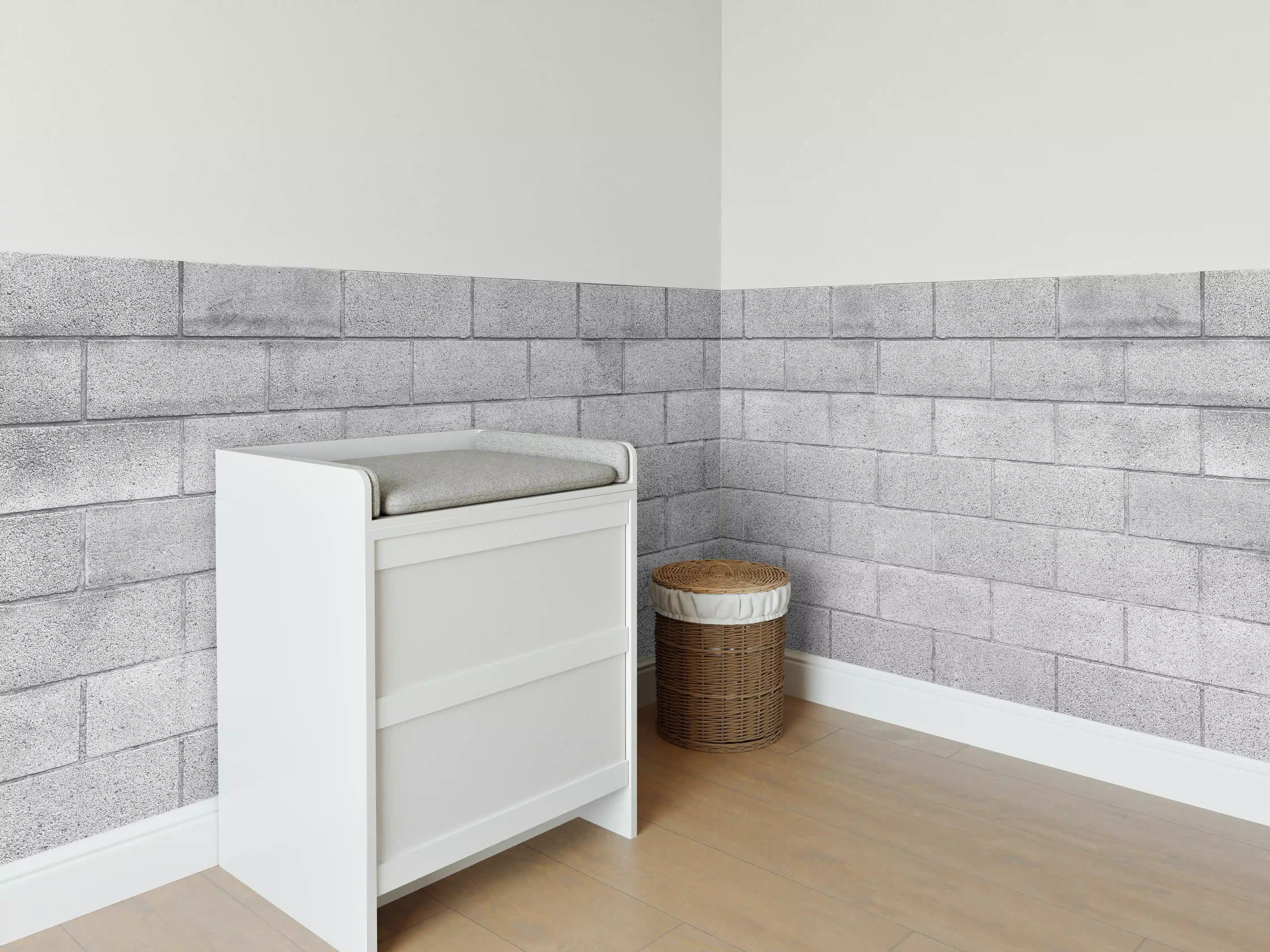 Babyzimmer Wandgestaltung - Panorama der grauen Zementblockwand