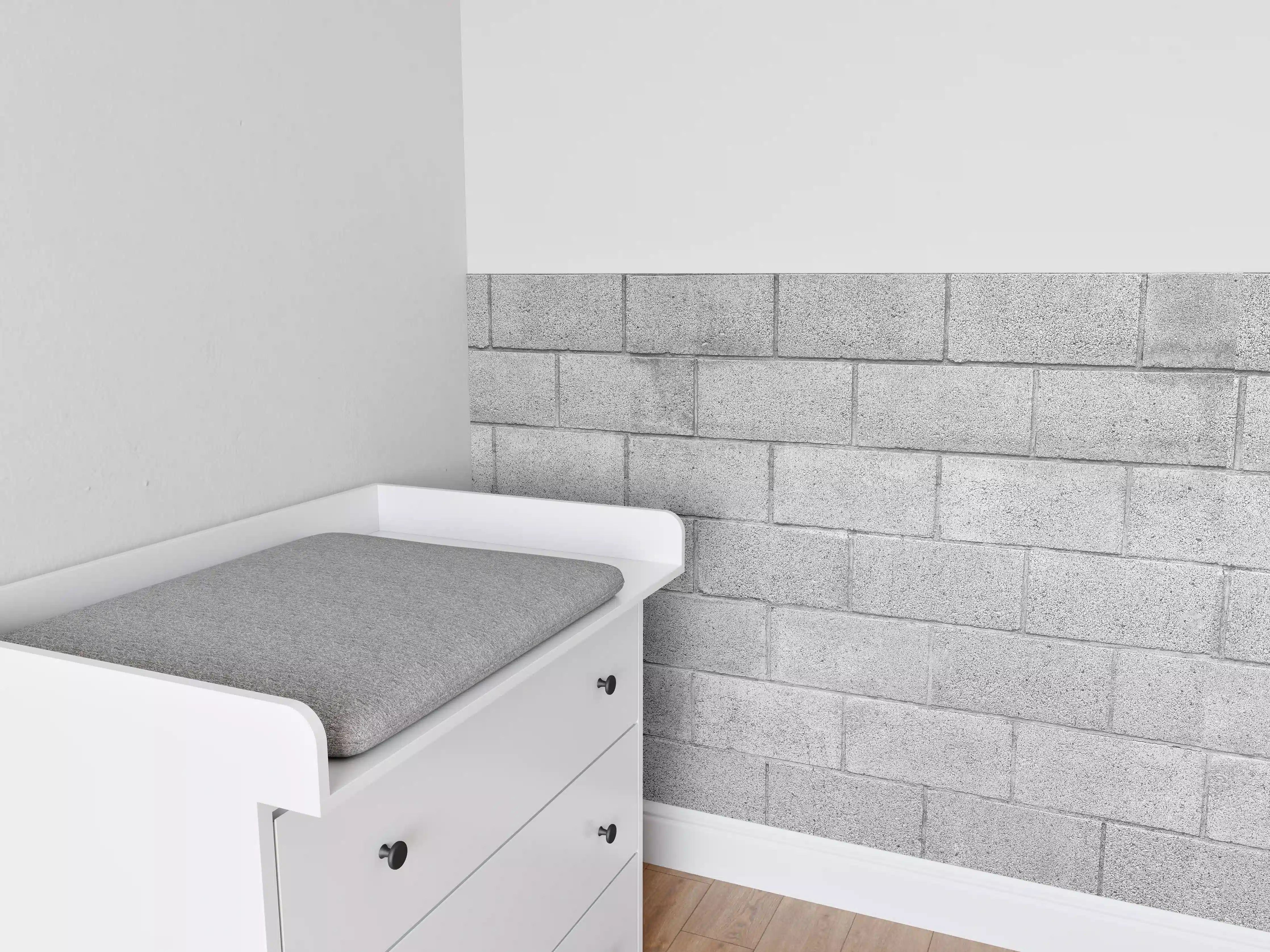 Babyzimmer Wandgestaltung - Panorama der grauen Zementblockwand
