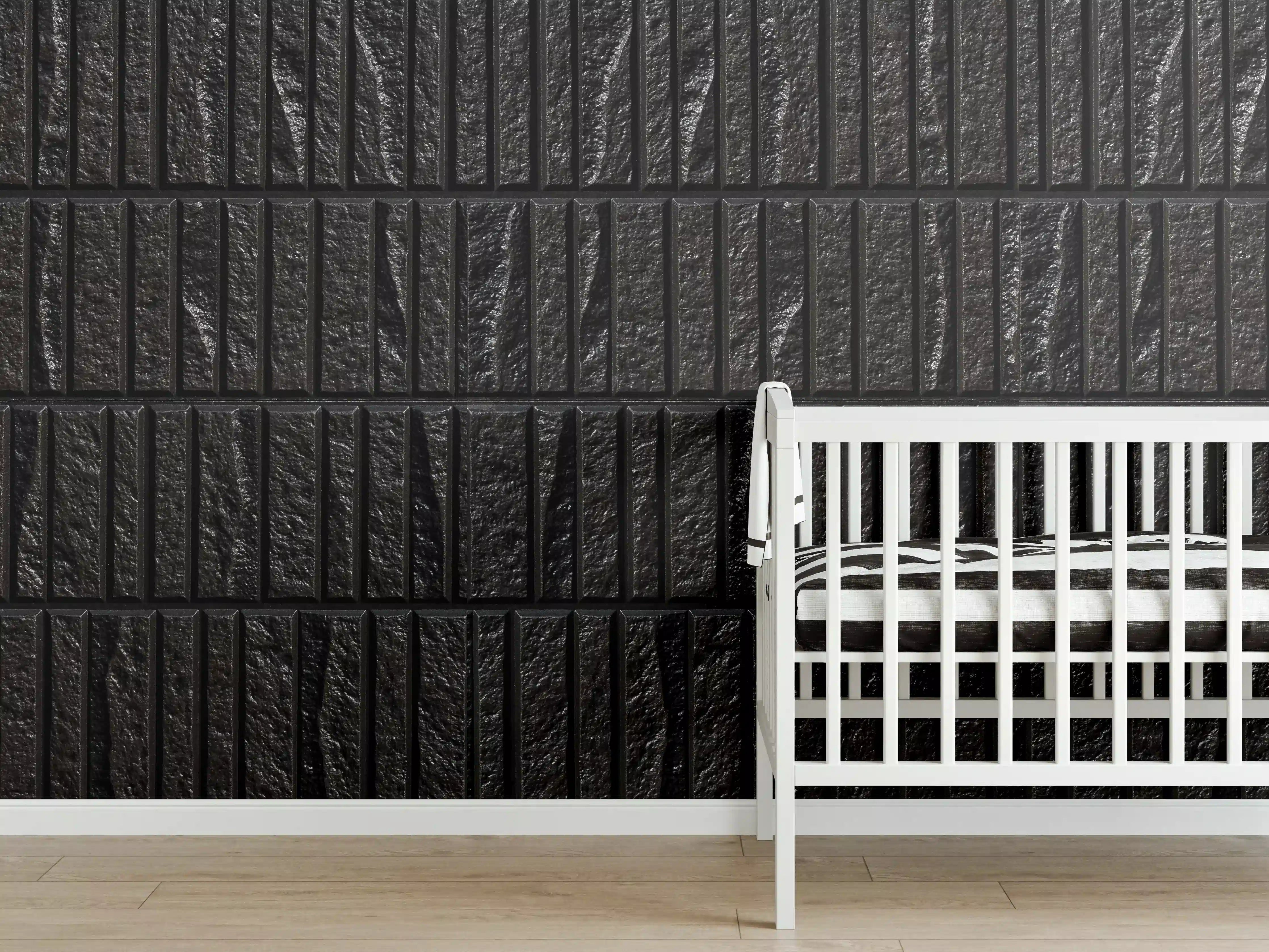 Babyzimmer Wandgestaltung - Panorama der modernen schwarzen Steinfliese