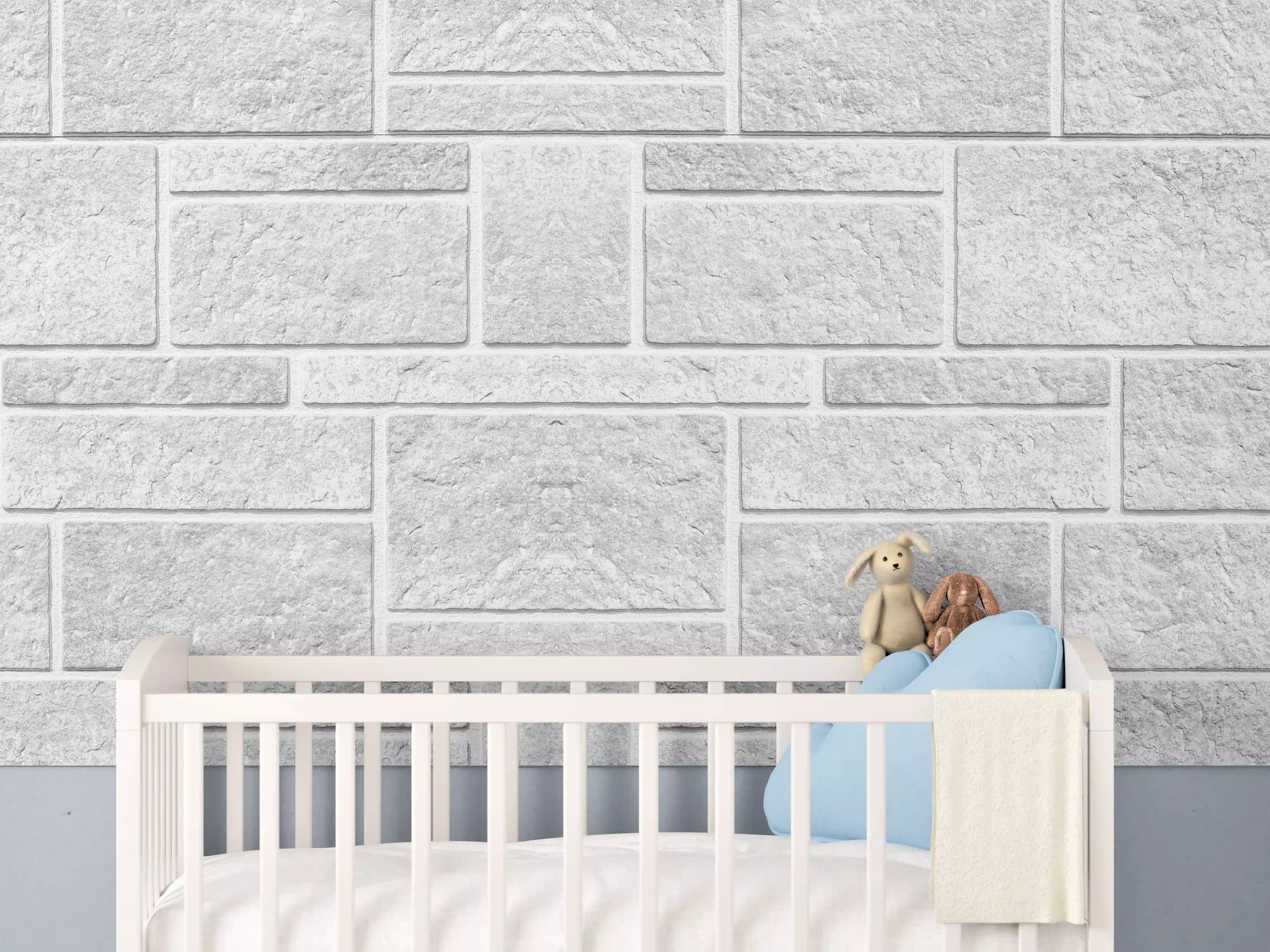 Babyzimmer Wandgestaltung - Panorama der rauen weißen Betonfliesen