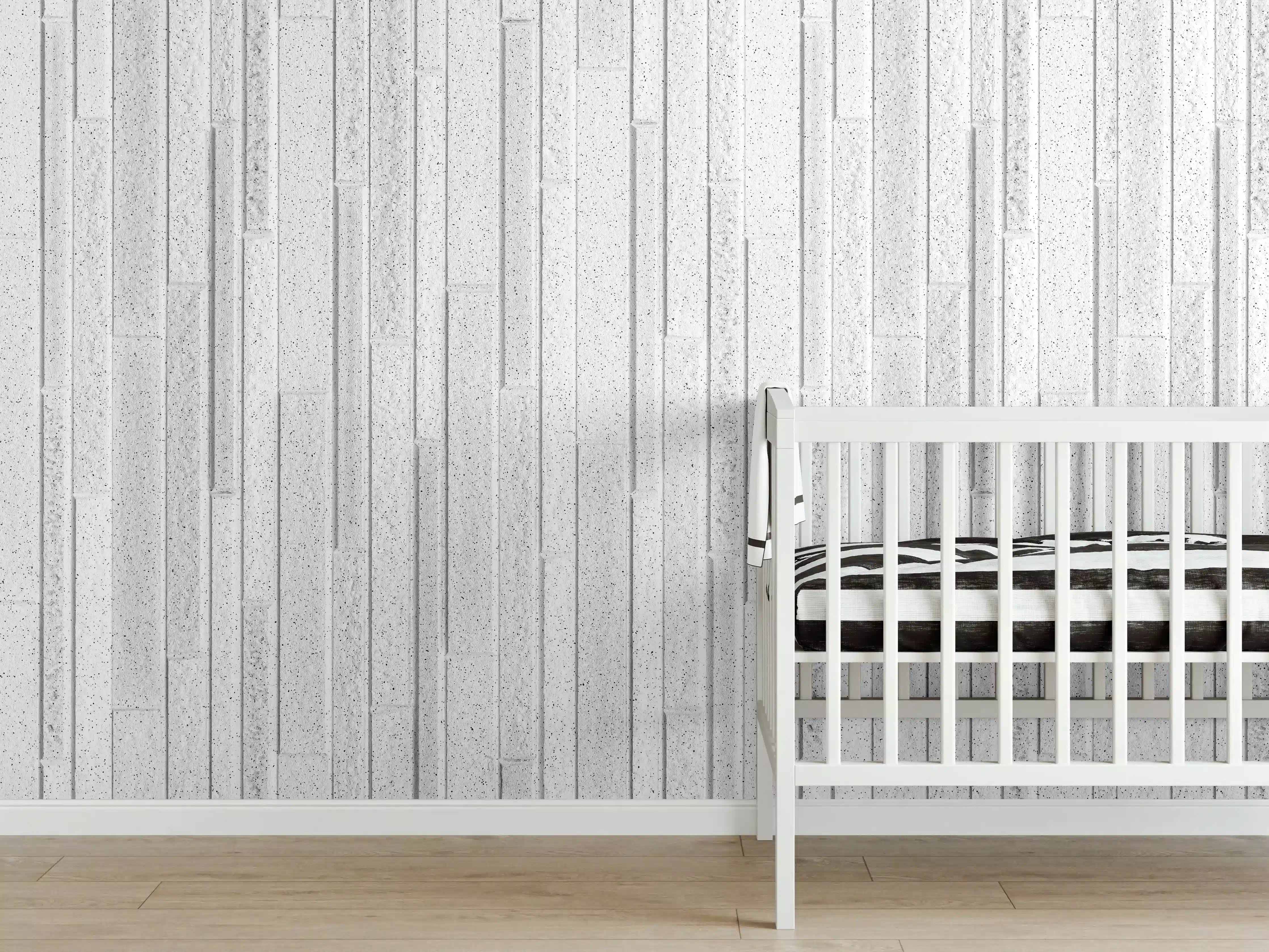 Babyzimmer Wandgestaltung - Panorama der weißen Granitblockwand
