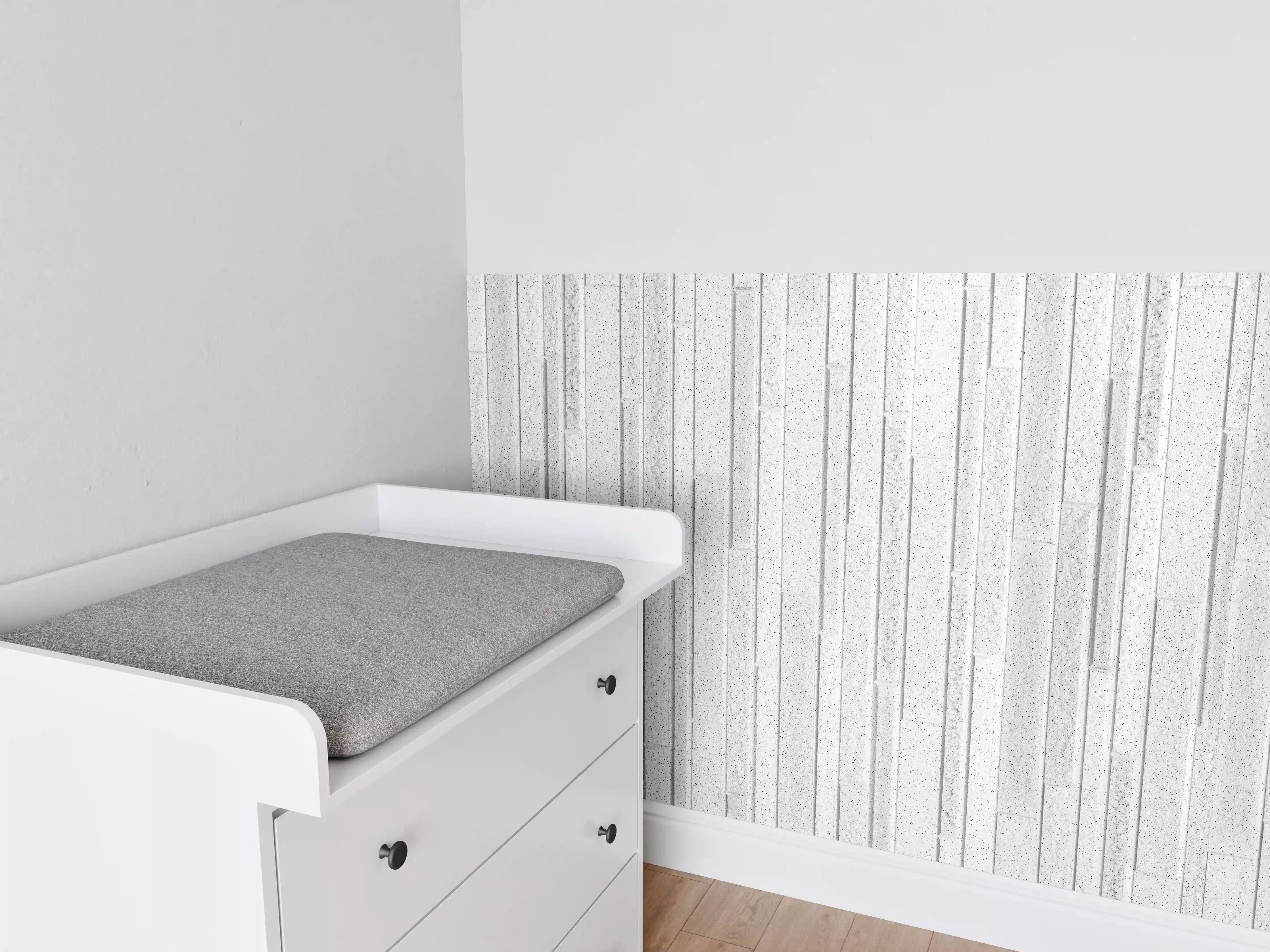 Babyzimmer Wandgestaltung - Panorama der weißen Granitblockwand