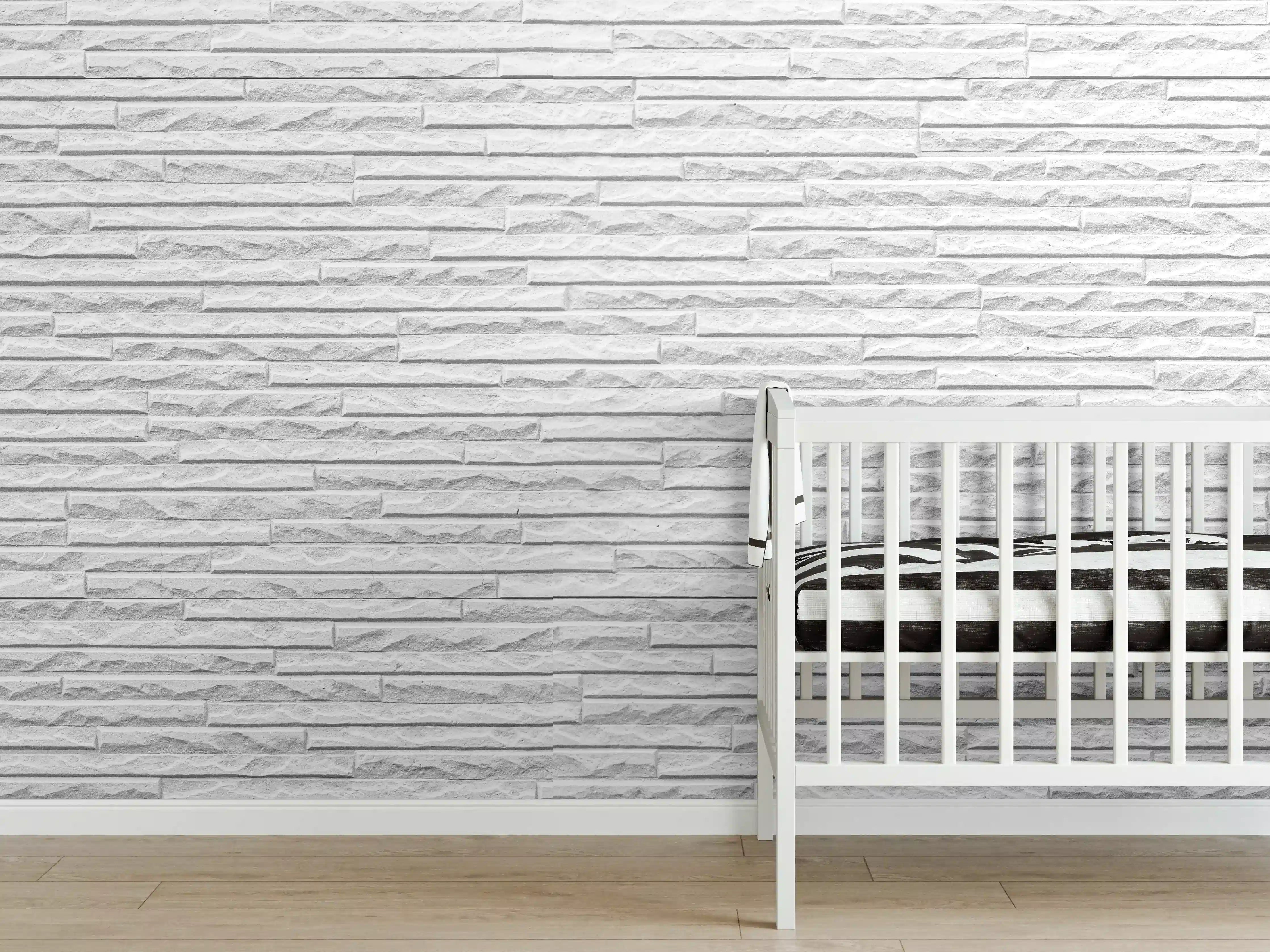 Babyzimmer Wandgestaltung - Panorama der weißen Steinwand
