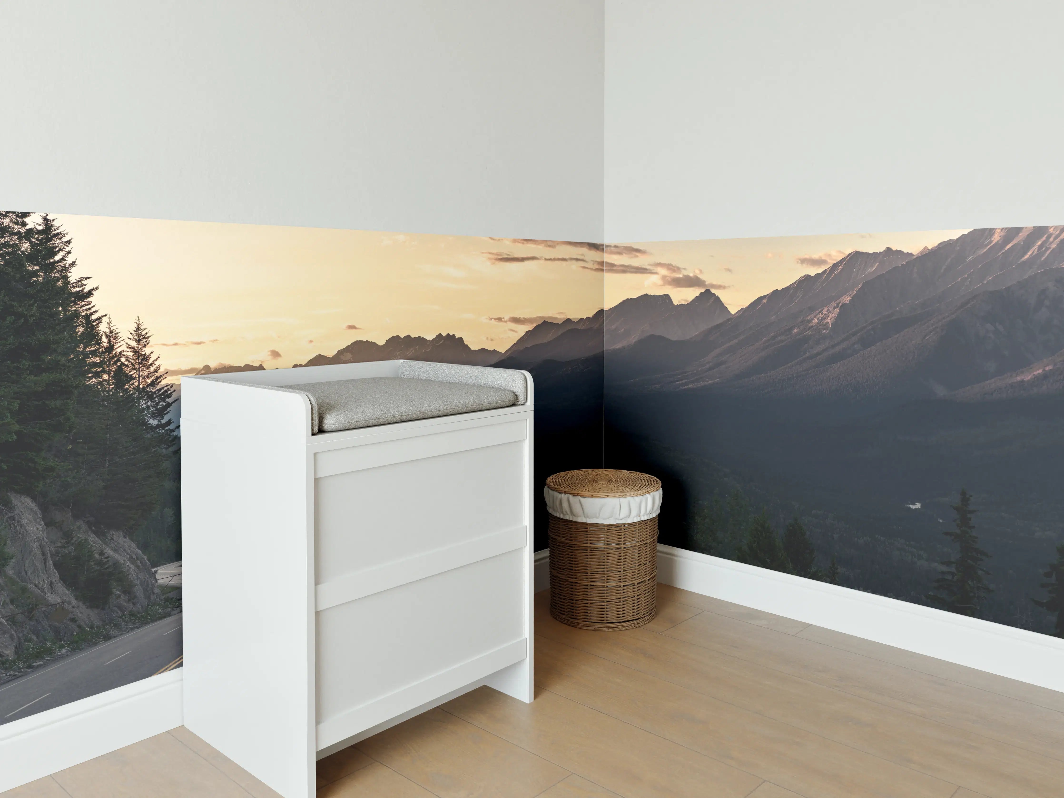 Babyzimmer Wandgestaltung - Panorama des Kooteney Valley bei Sonnenuntergang