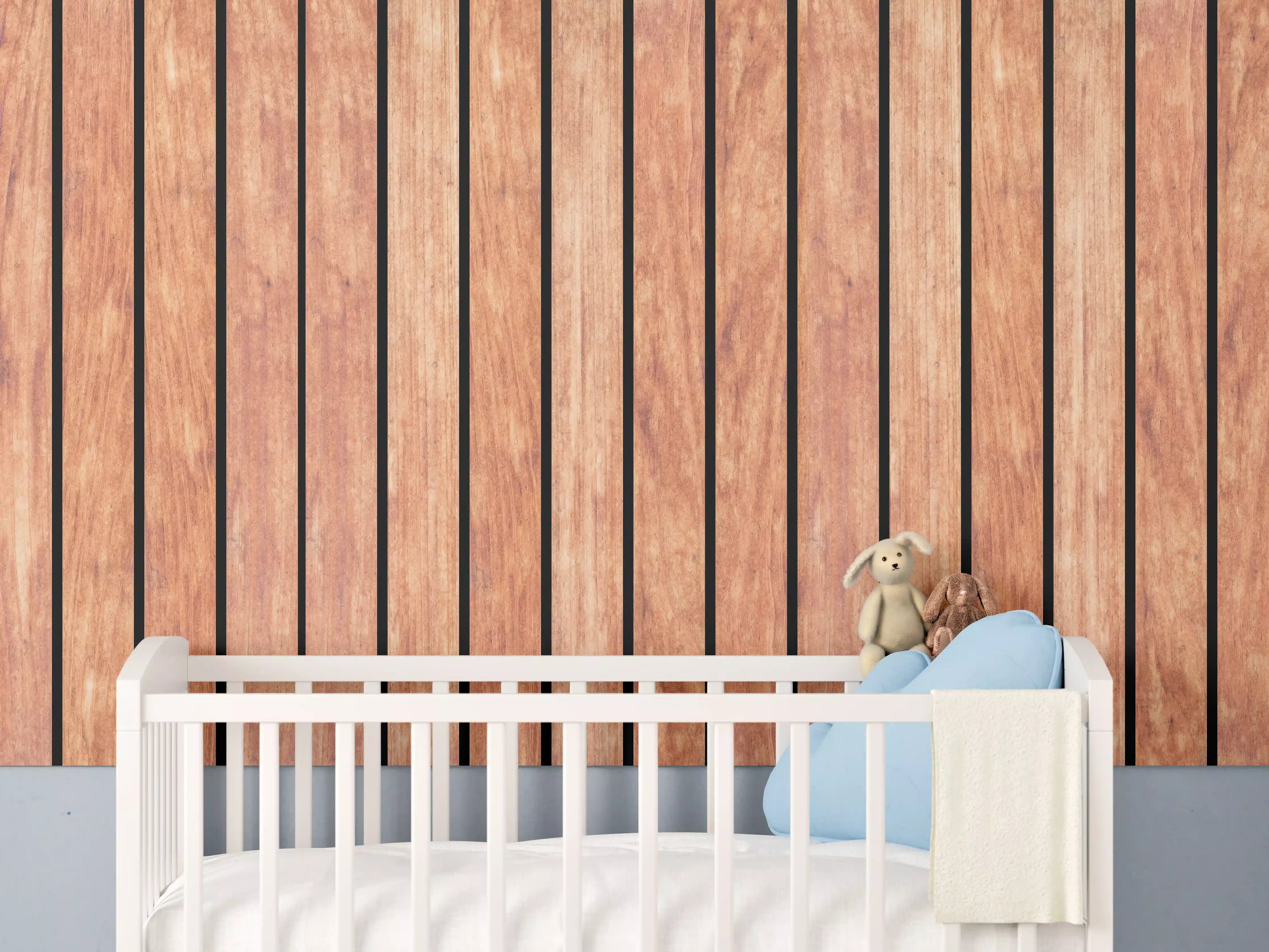 Babyzimmer Wandgestaltung - Panorama von hellen Holzplanken