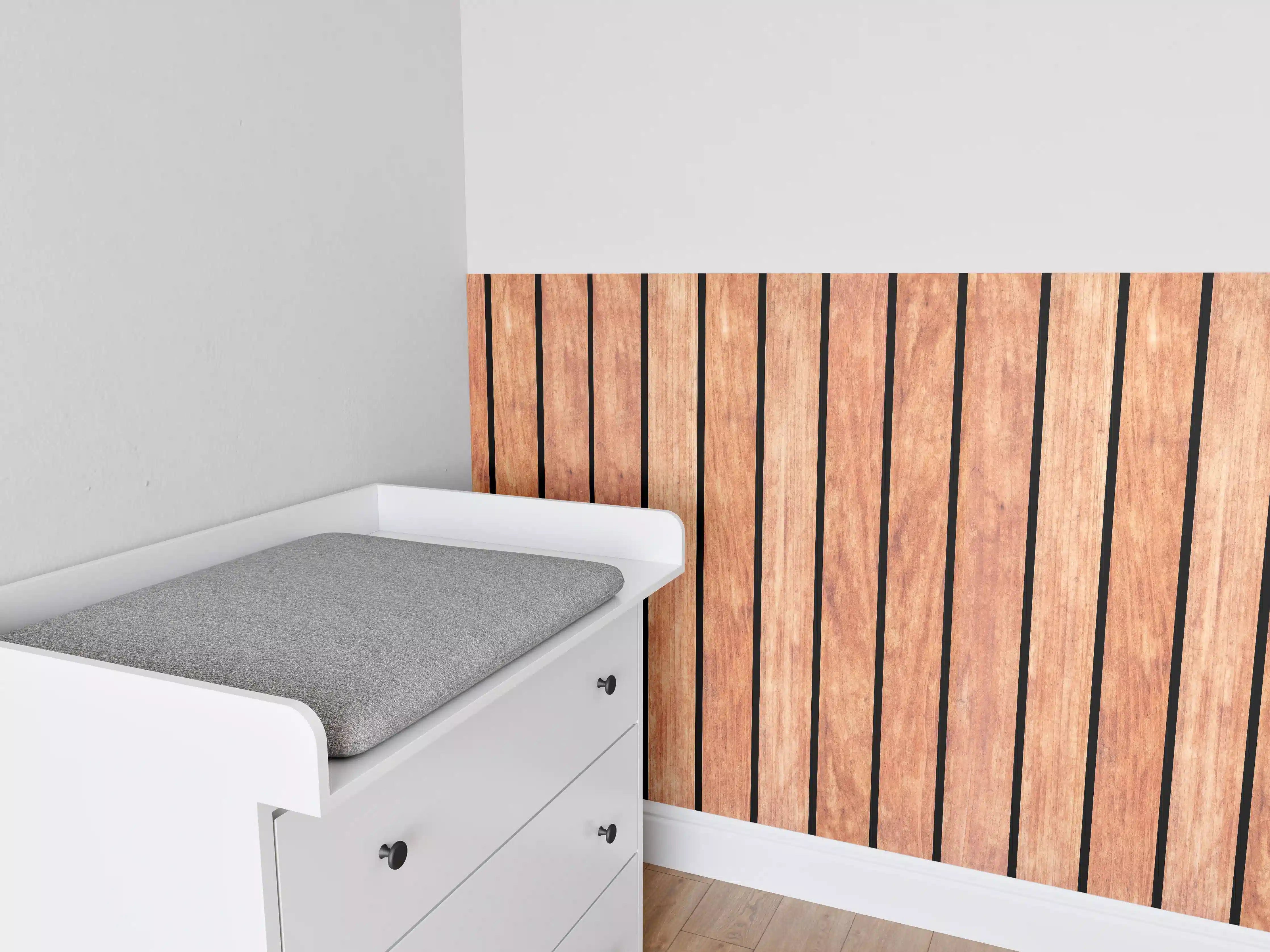 Babyzimmer Wandgestaltung - Panorama von hellen Holzplanken