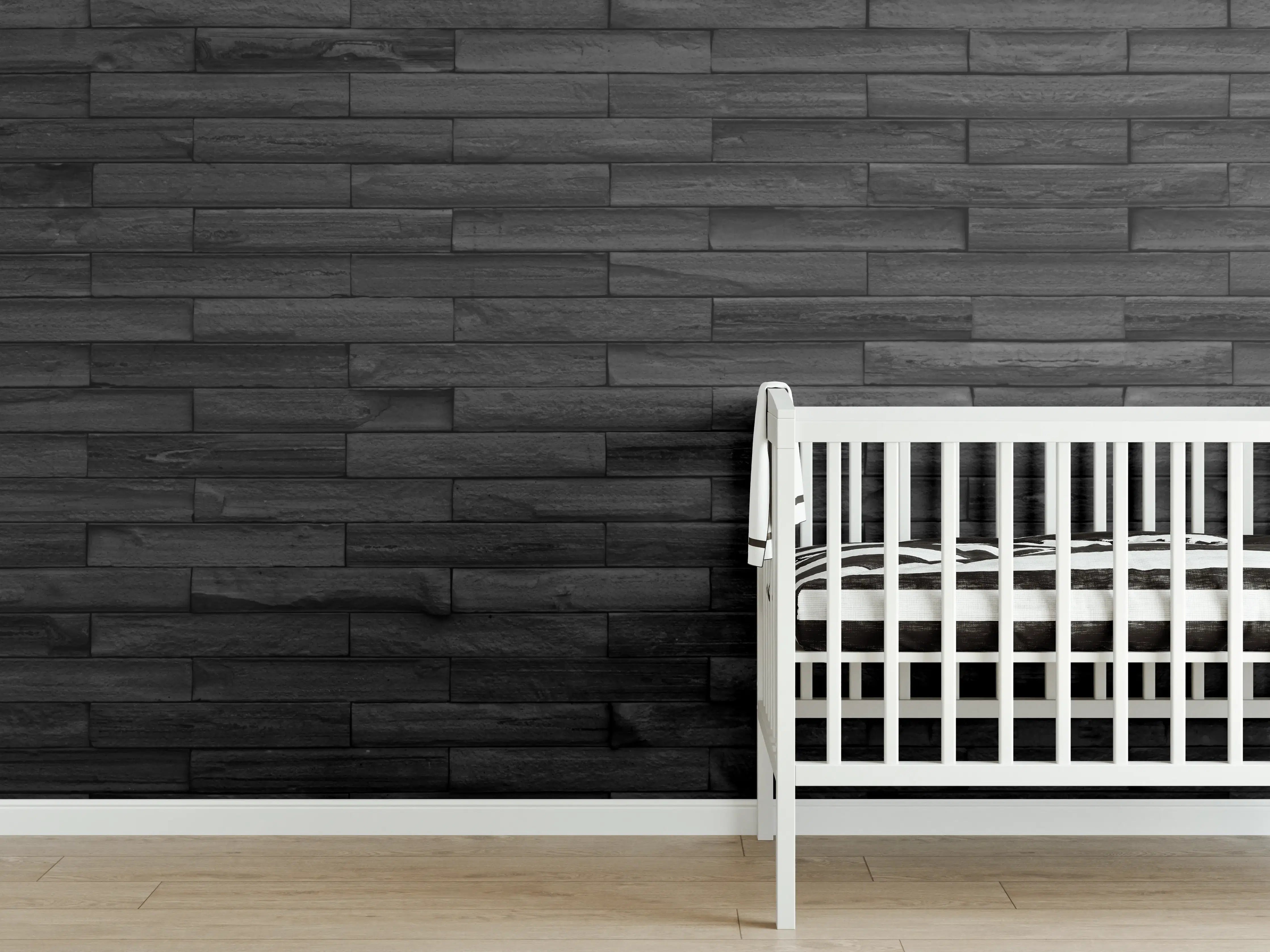 Babyzimmer Wandgestaltung - Panorama von schwarze Backsteinmauer