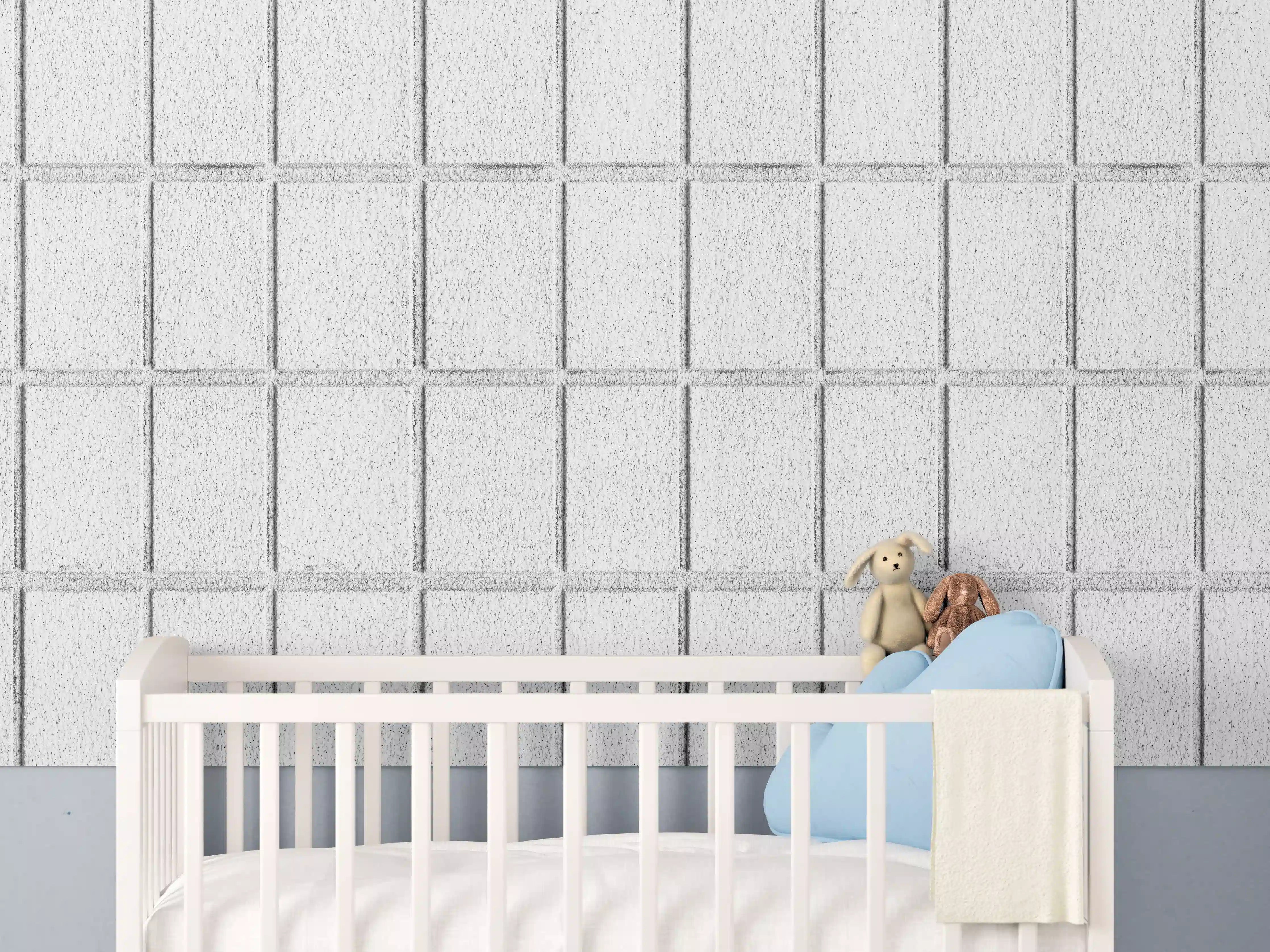Babyzimmer Wandgestaltung - Panorama von weißem Betonblock Wand