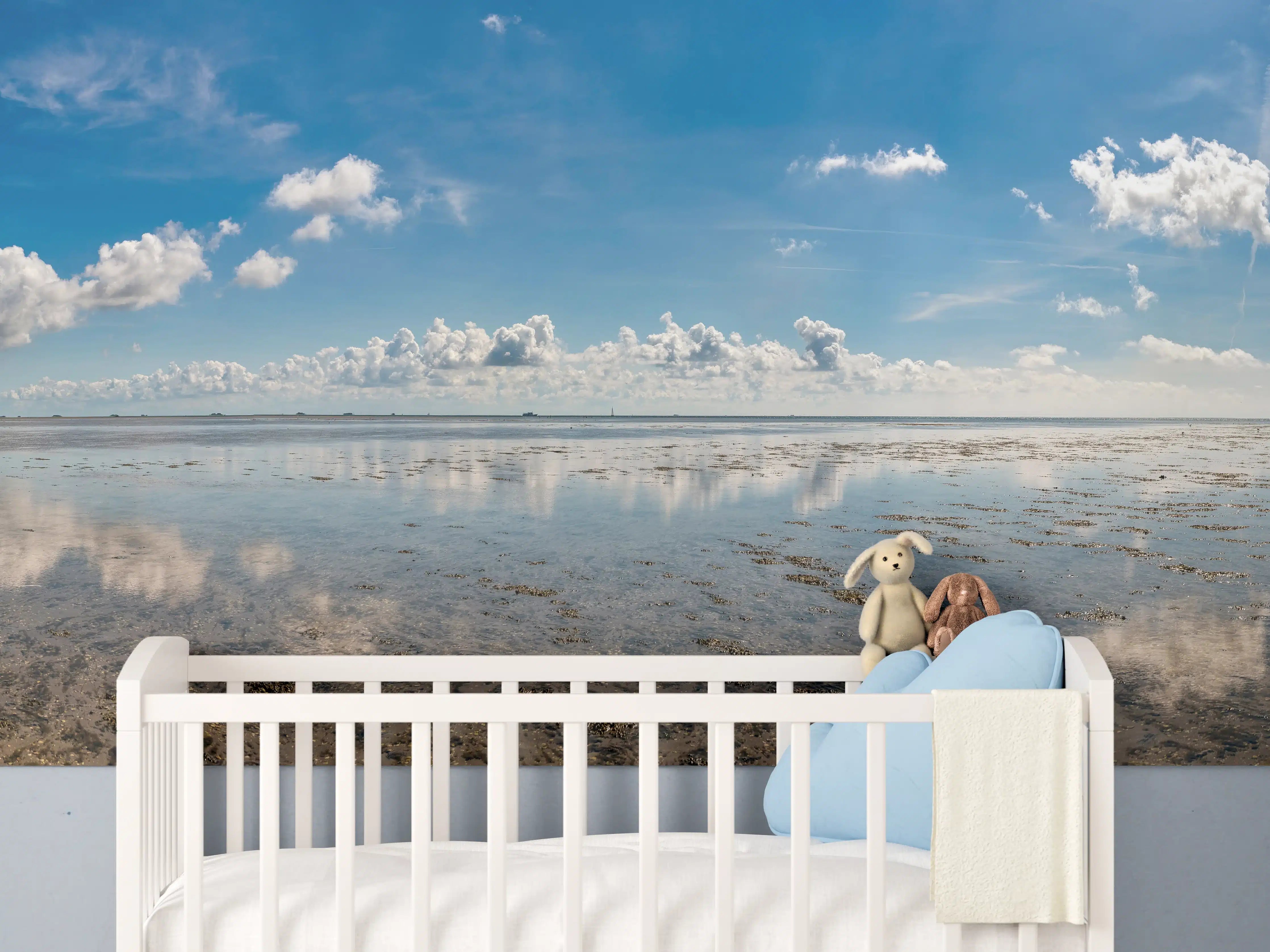 Babyzimmer Wandgestaltung - Panoramablick auf den ruhigen Ozean