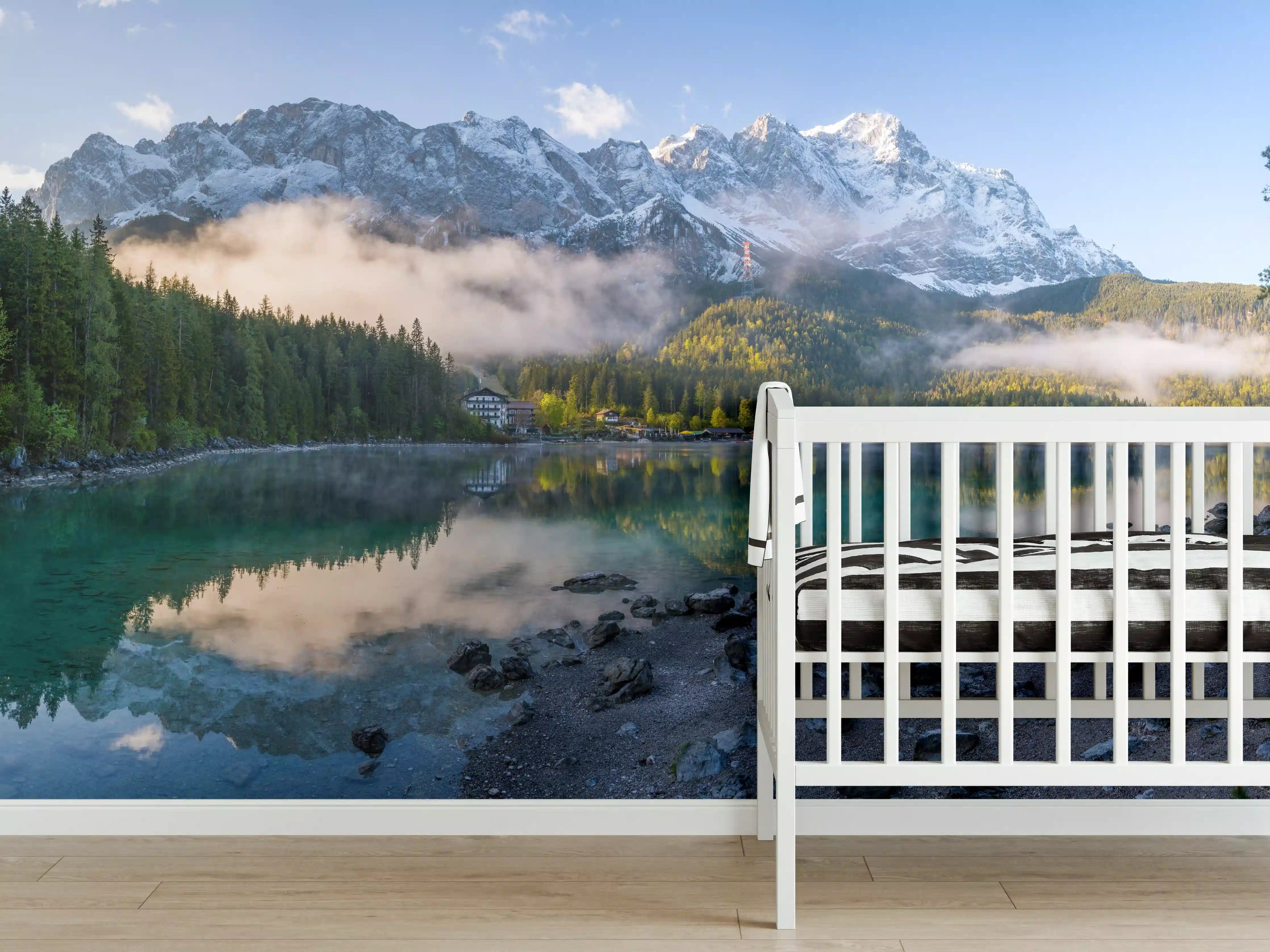 Babyzimmer Wandgestaltung - Panoramablick auf die Zugspitze