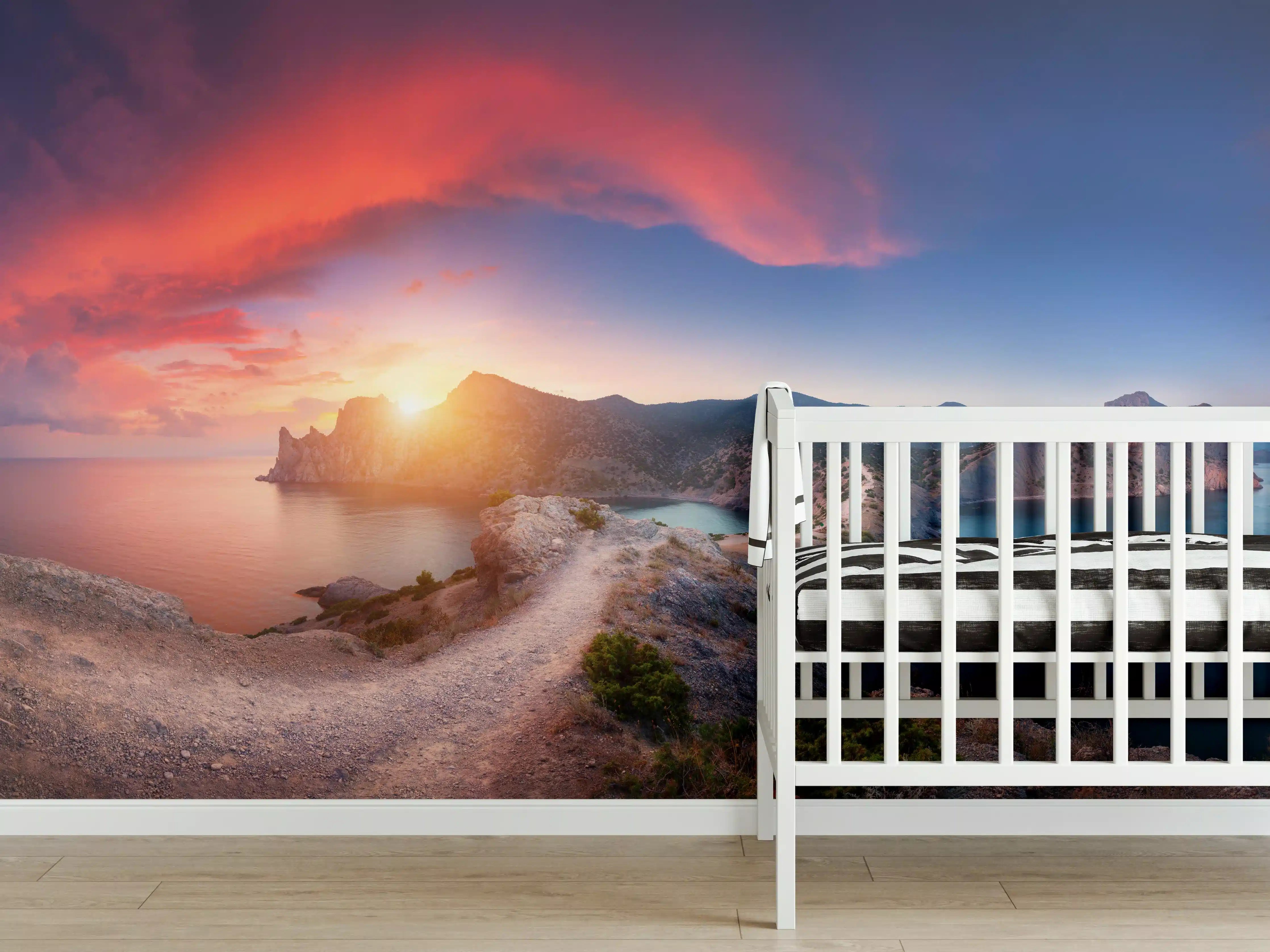 Babyzimmer Wandgestaltung - Panoramalandschaft mit Bergen