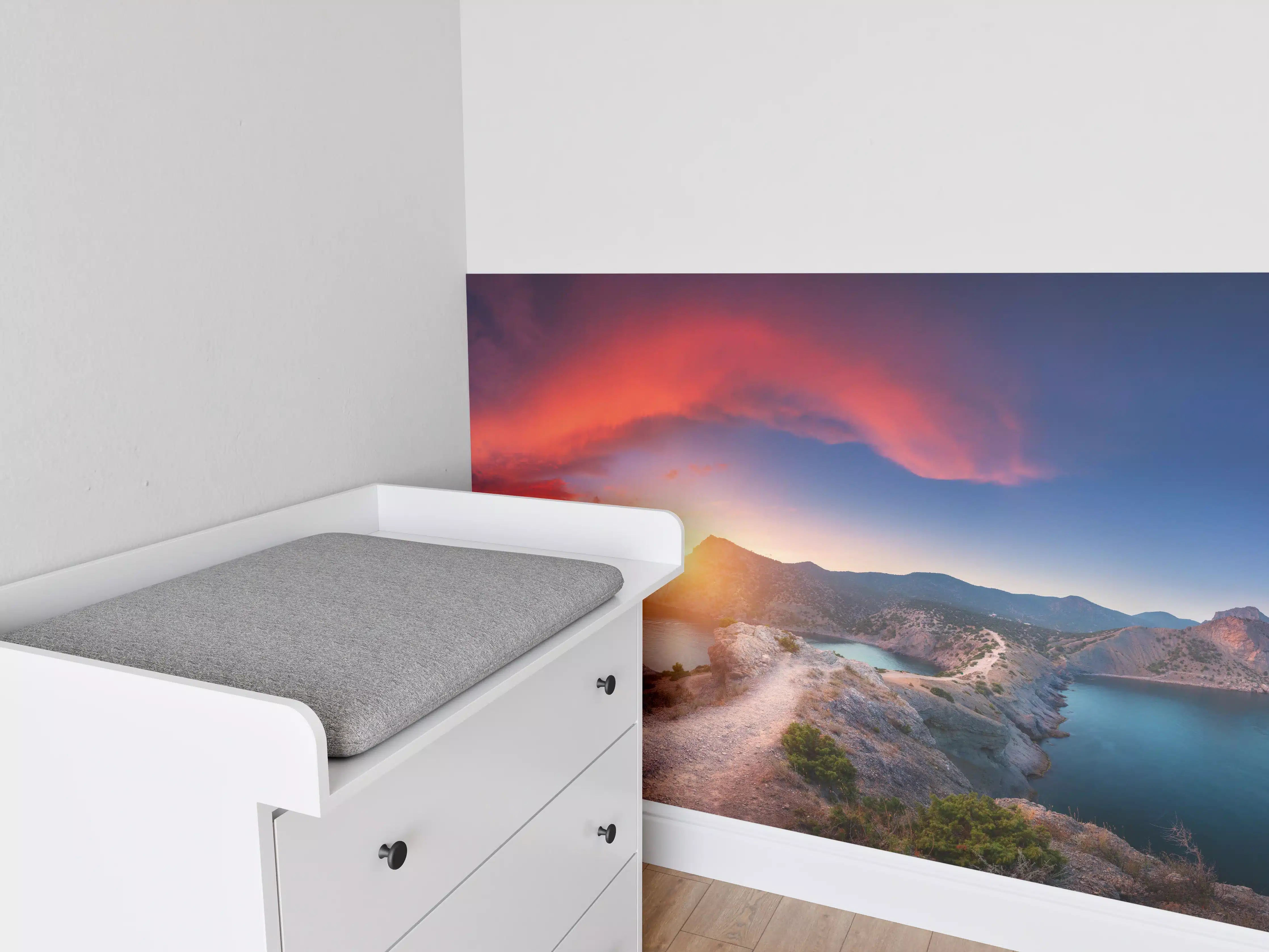 Babyzimmer Wandgestaltung - Panoramalandschaft mit Bergen