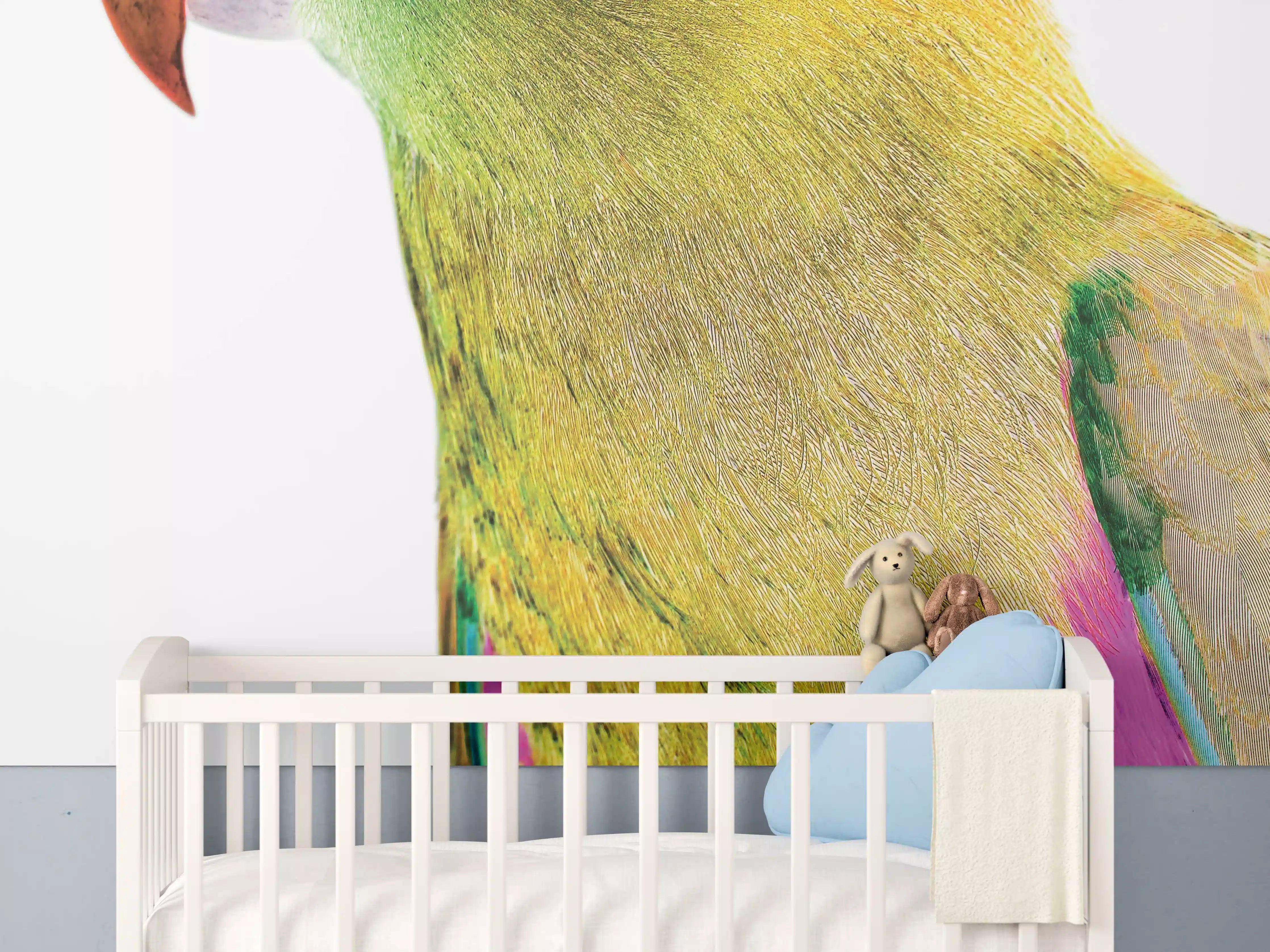 Babyzimmer Wandgestaltung - Papagei - Nahaufnahme