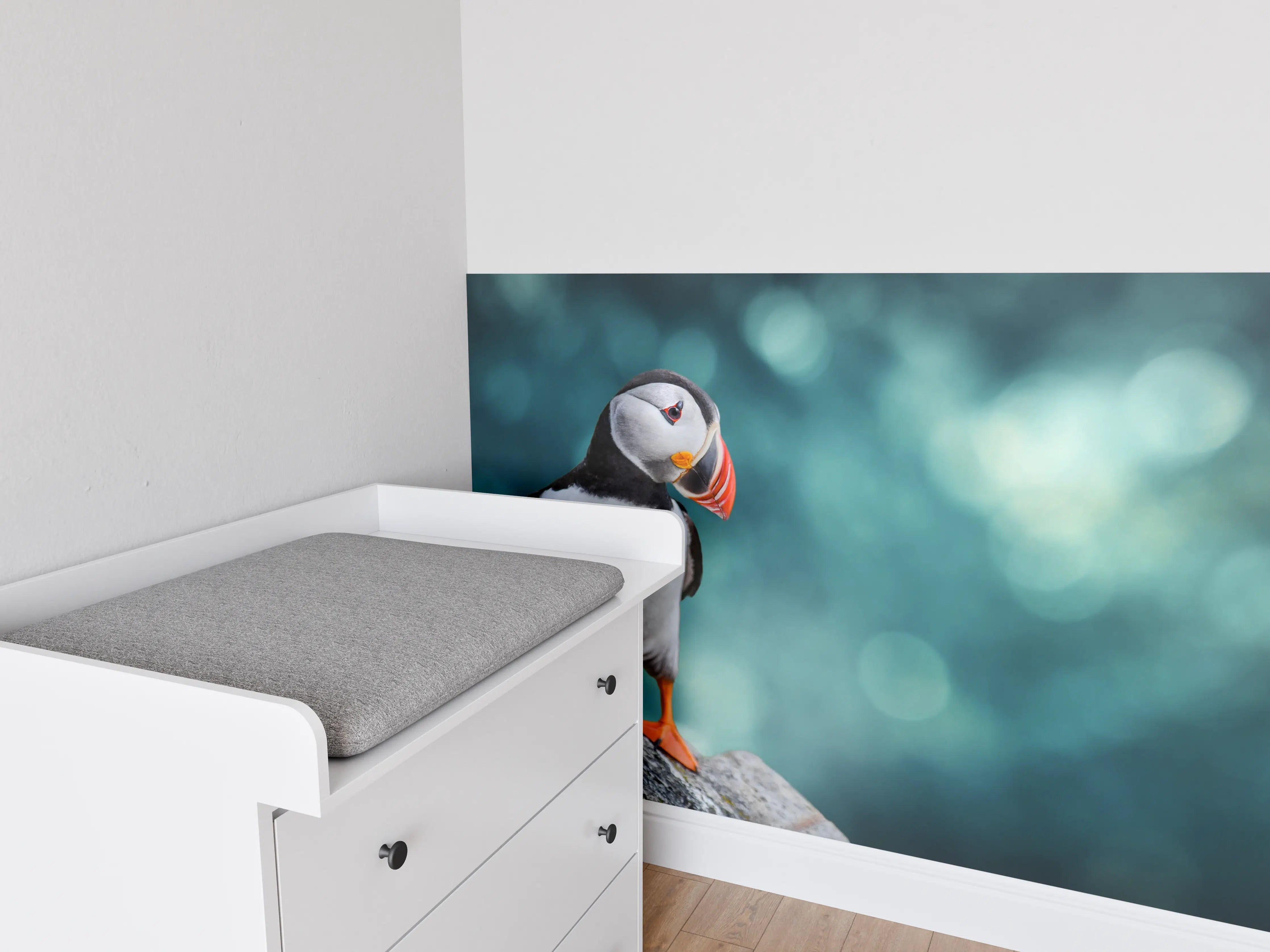 Babyzimmer Wandgestaltung - Papageientaucher auf Fels