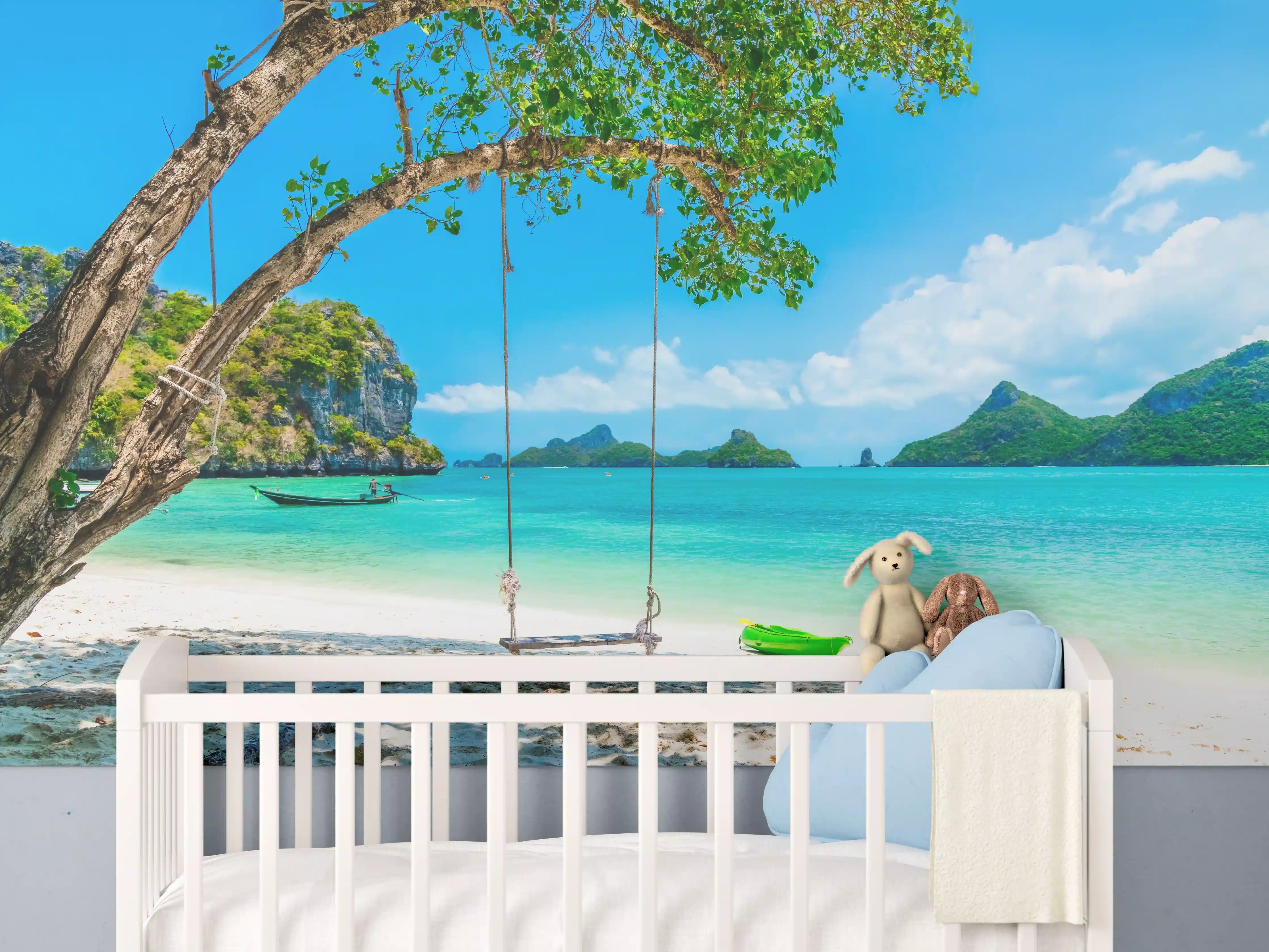 Babyzimmer Wandgestaltung - Paradiesischer Strand in Thailand