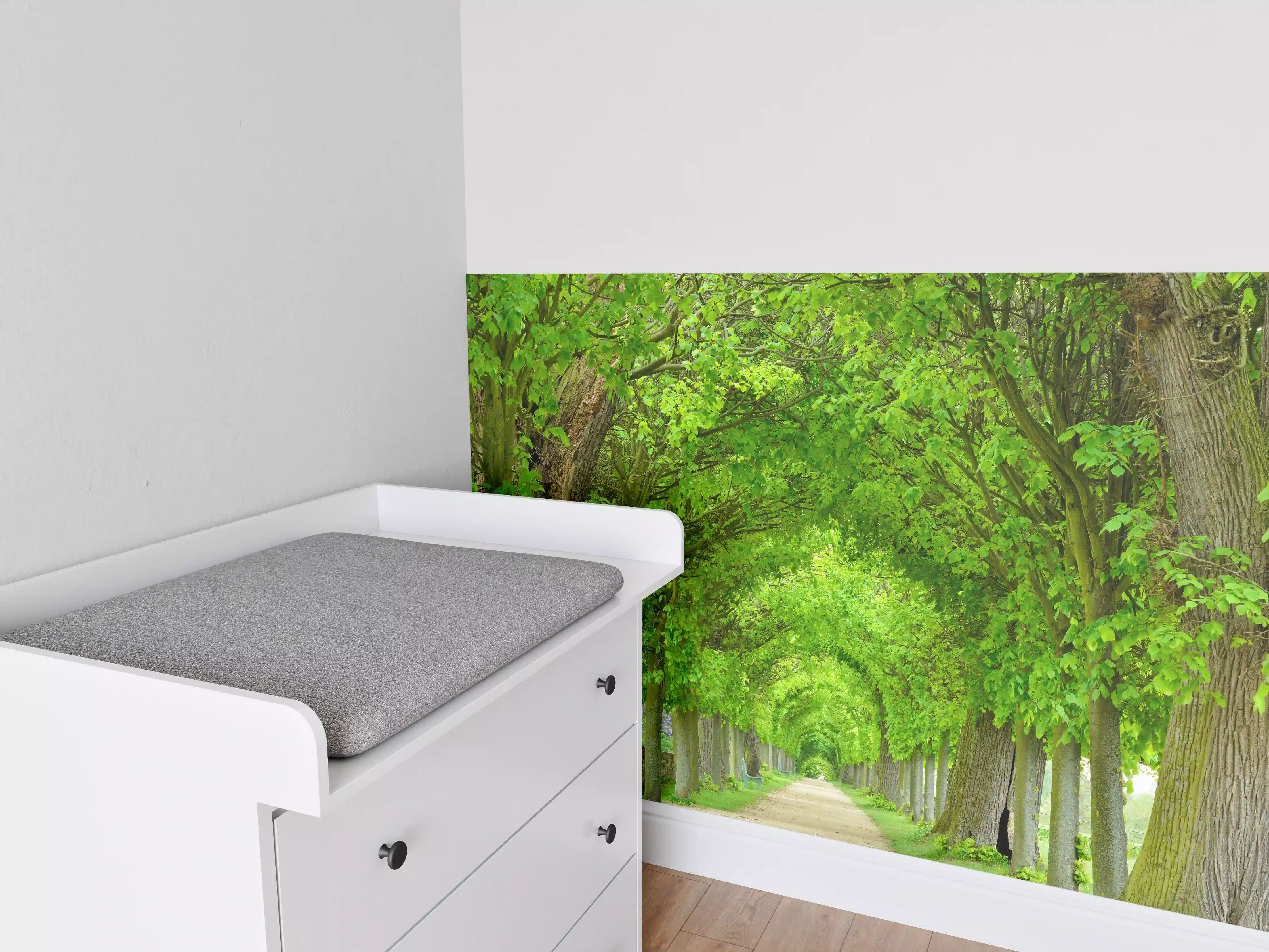 Babyzimmer Wandgestaltung - Park mit tunnelartiger Lindenallee im Frühling