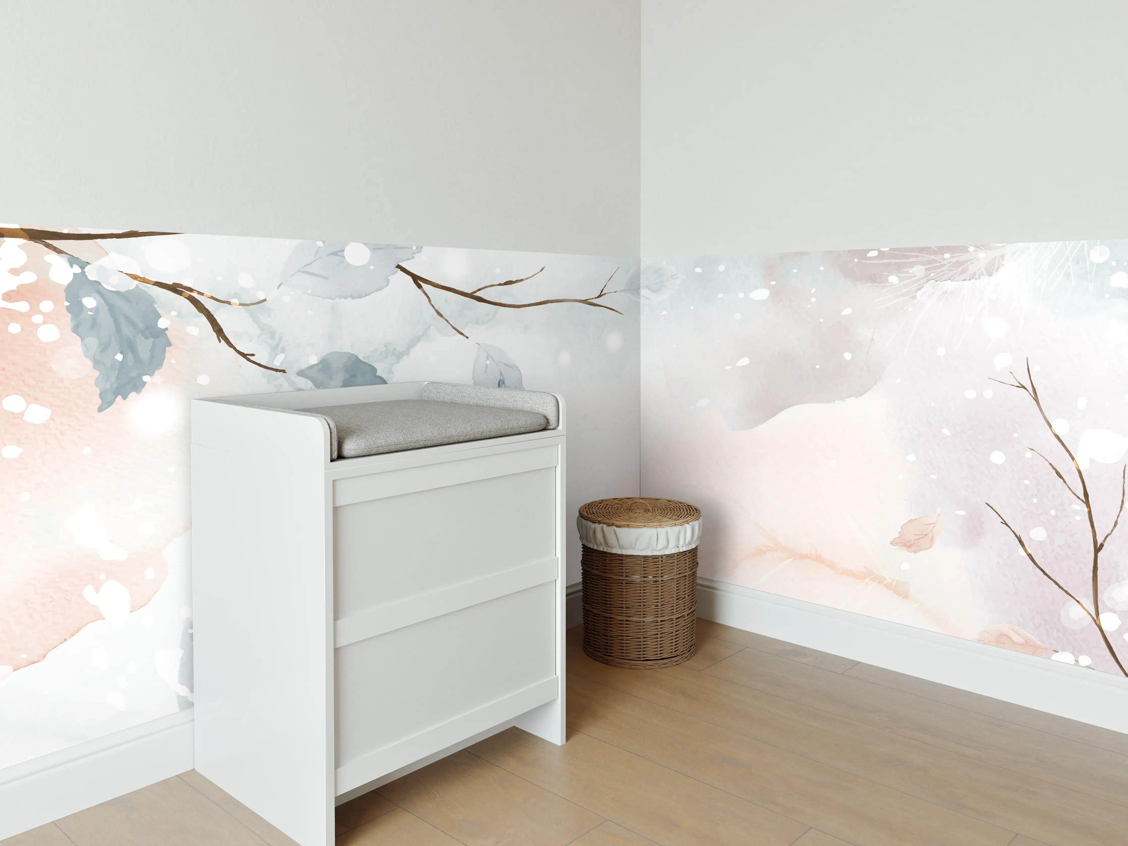 Babyzimmer Wandgestaltung - Pastell Winter Zweige