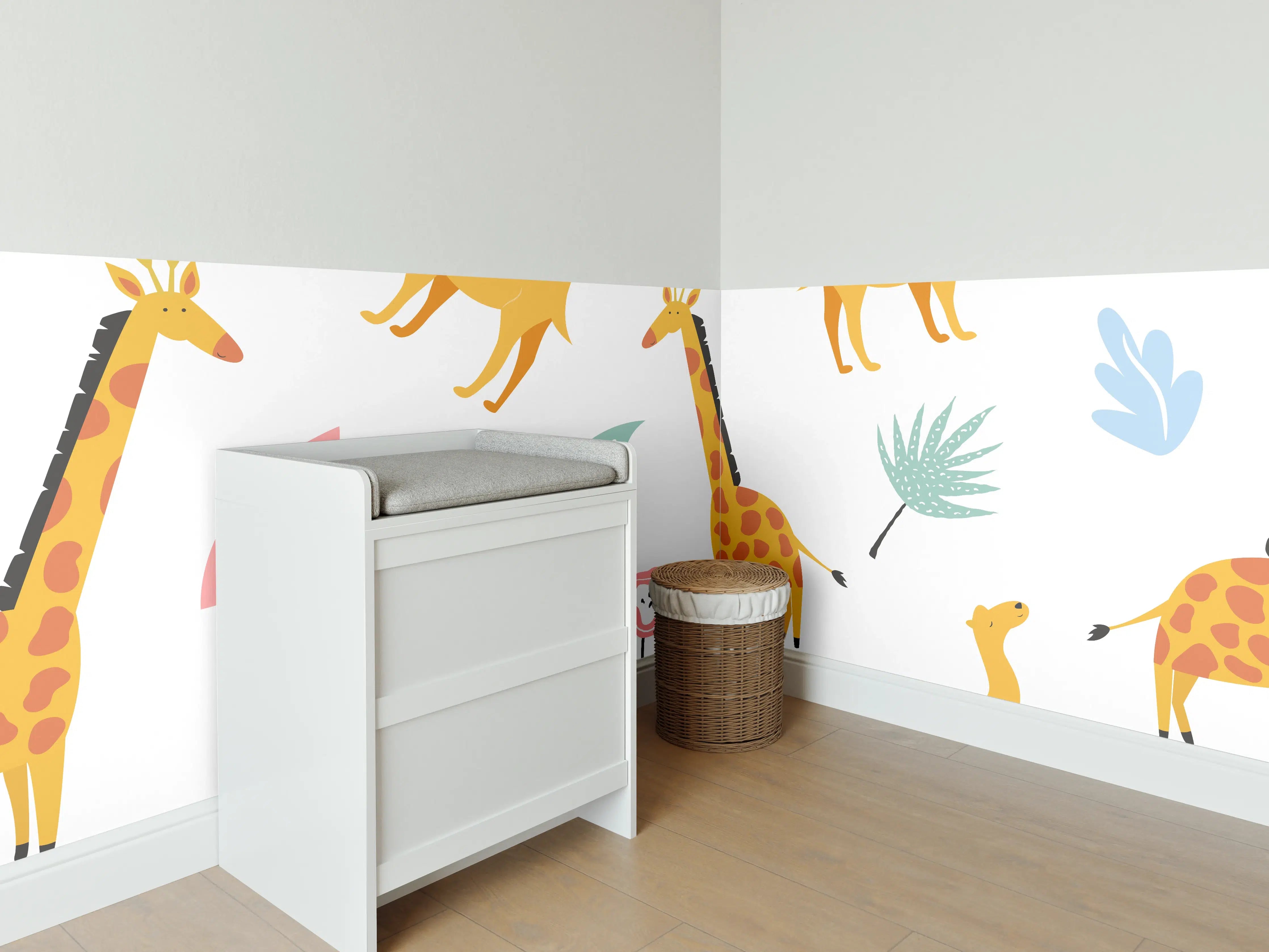 Babyzimmer Wandgestaltung - Pastellfarbene Giraffen Muster