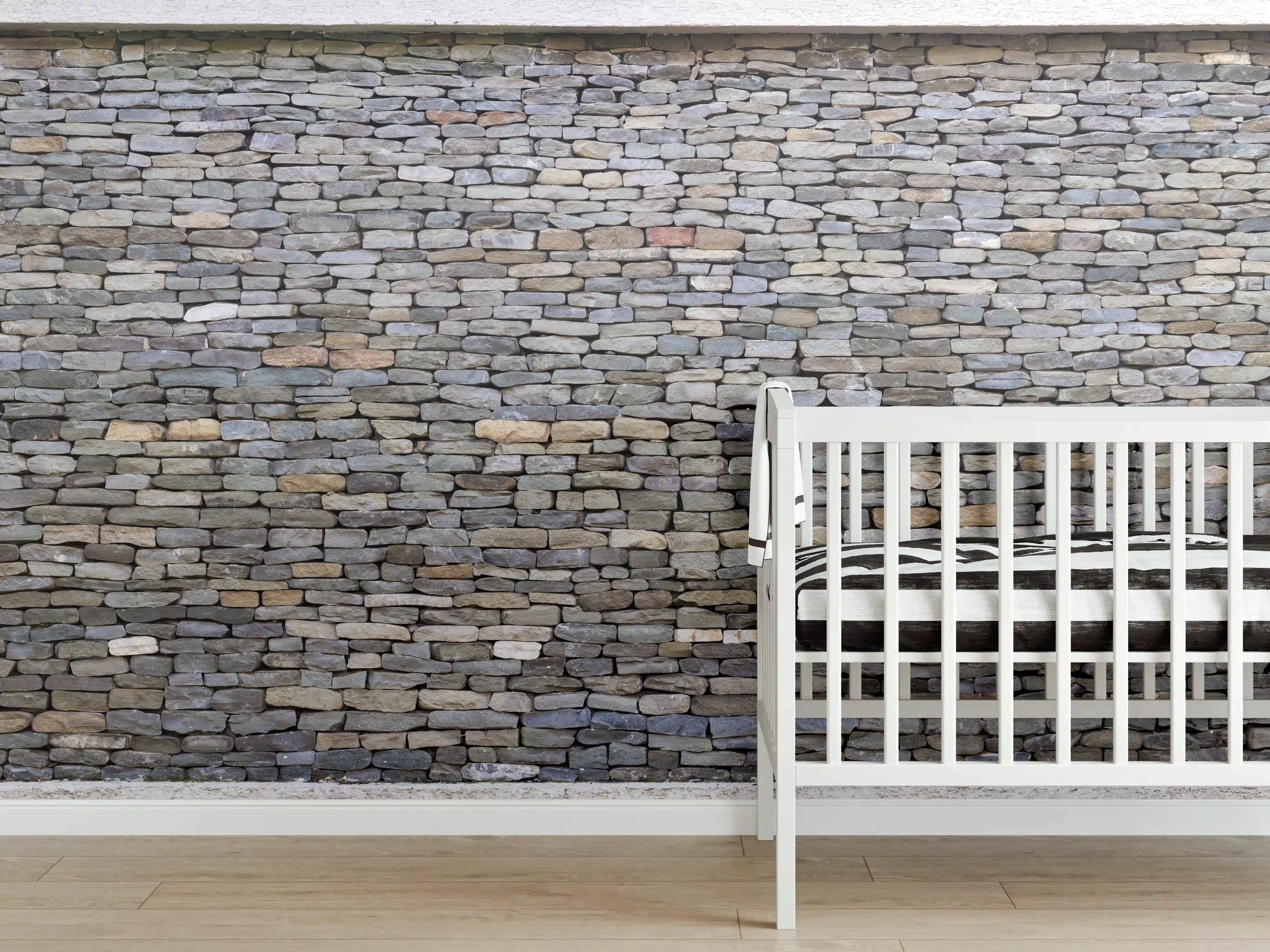 Babyzimmer Wandgestaltung - Pastellfarbene Steinmauer