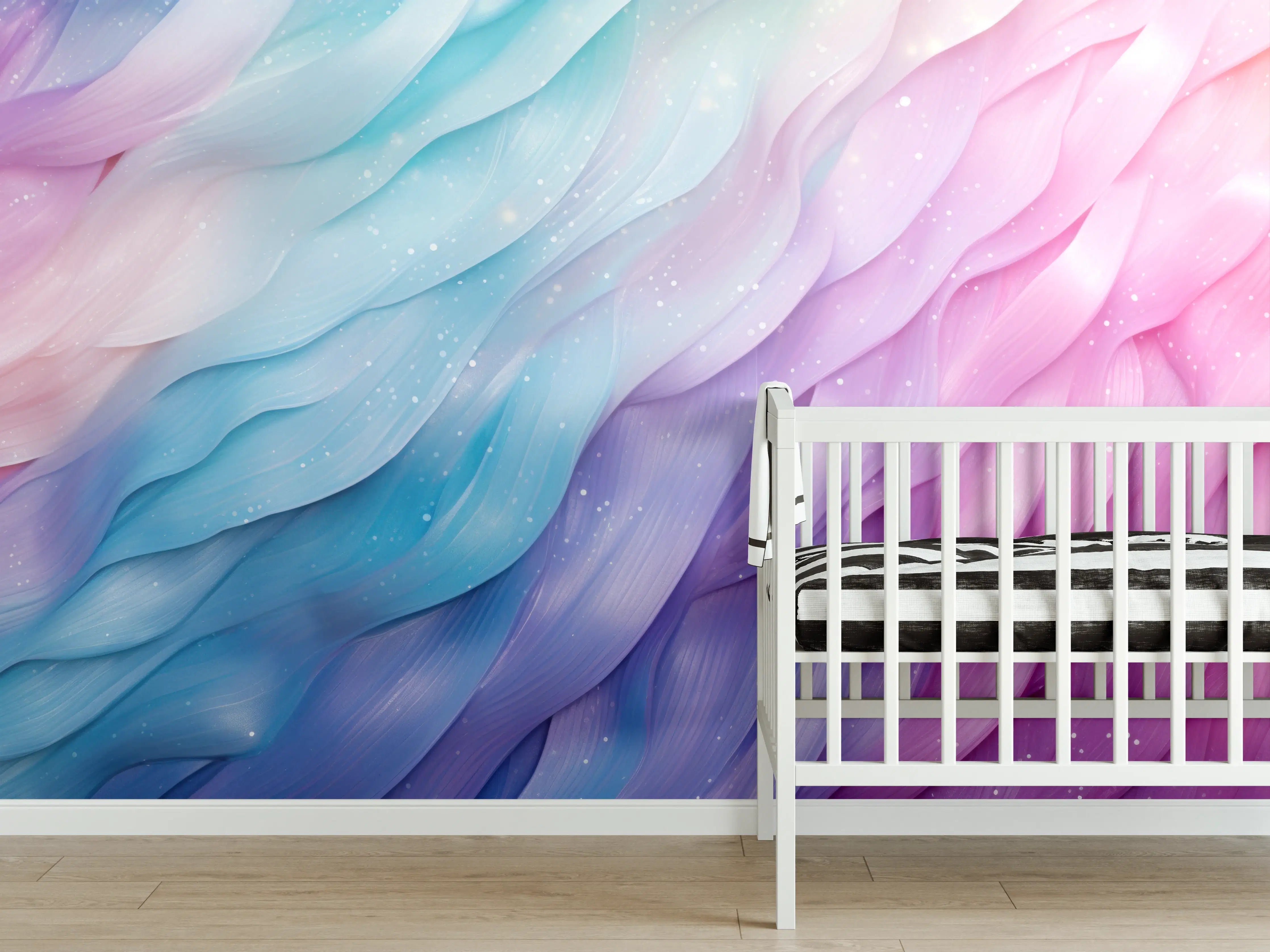Babyzimmer Wandgestaltung - Pastellfarbene Wellenpracht