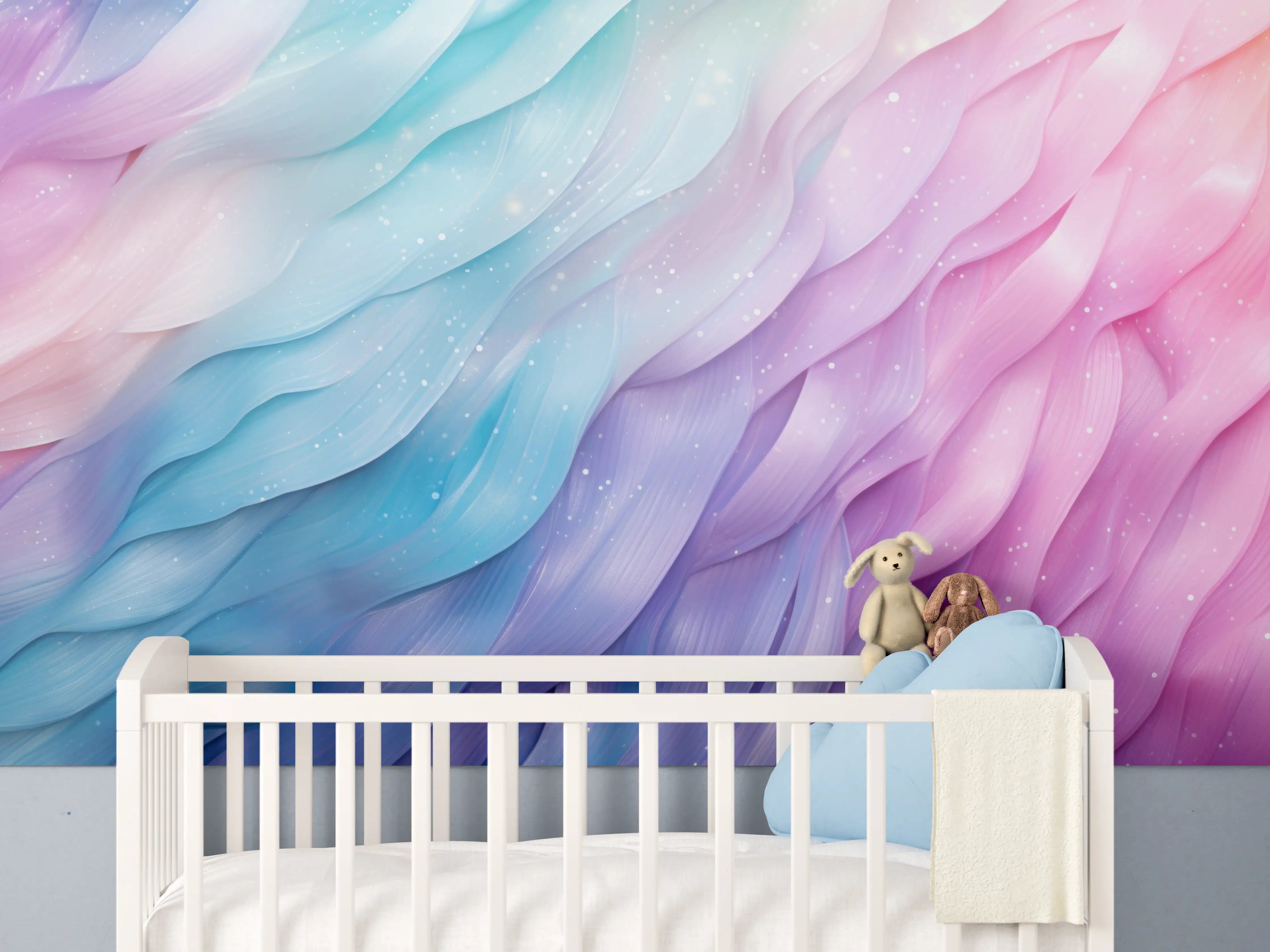 Babyzimmer Wandgestaltung - Pastellfarbene Wellenpracht