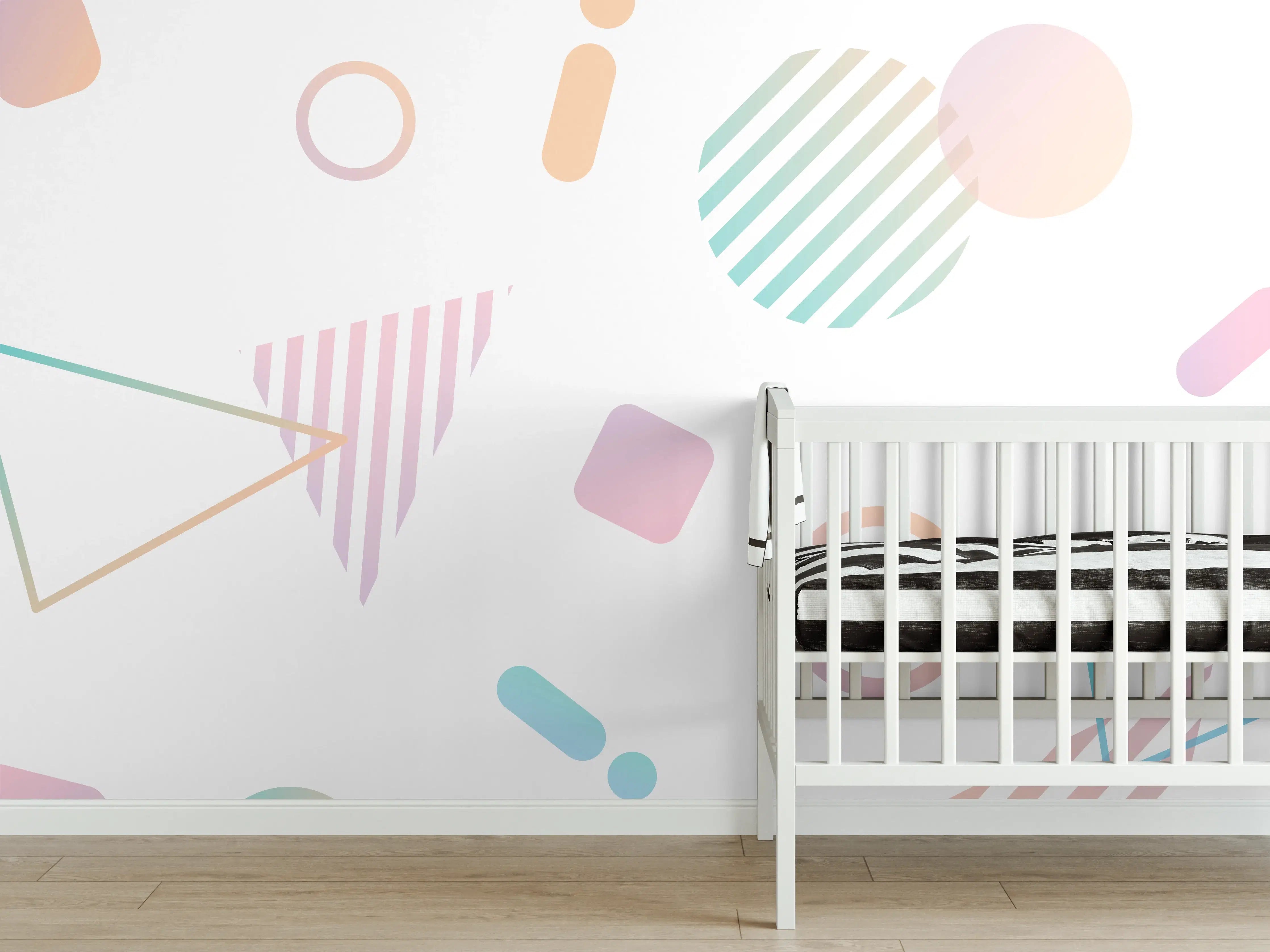 Babyzimmer Wandgestaltung - Pastellfarbenes Geometrie Muster