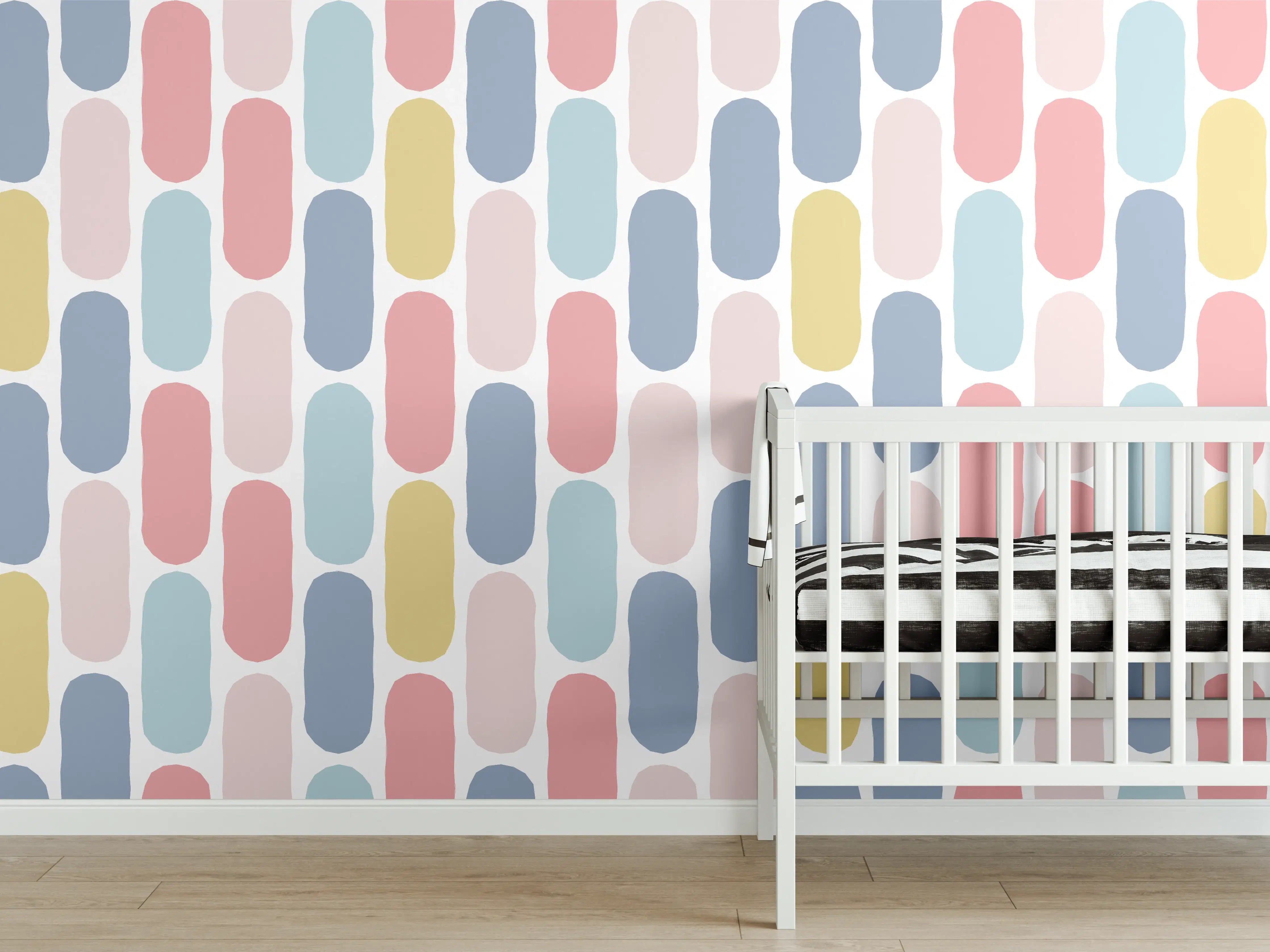 Babyzimmer Wandgestaltung - Pastellfarbenes Rautenmuster Design