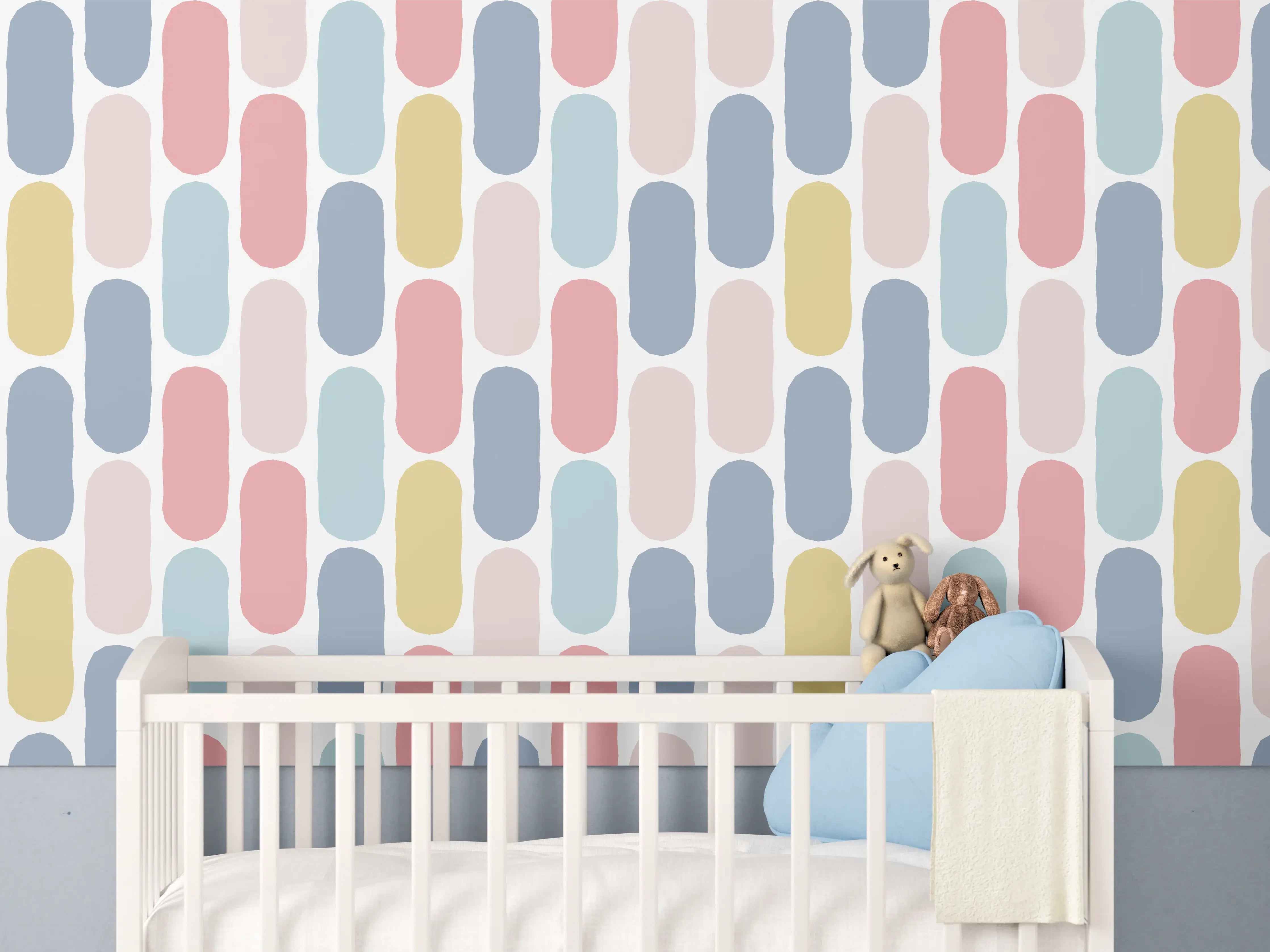 Babyzimmer Wandgestaltung - Pastellfarbenes Rautenmuster Design