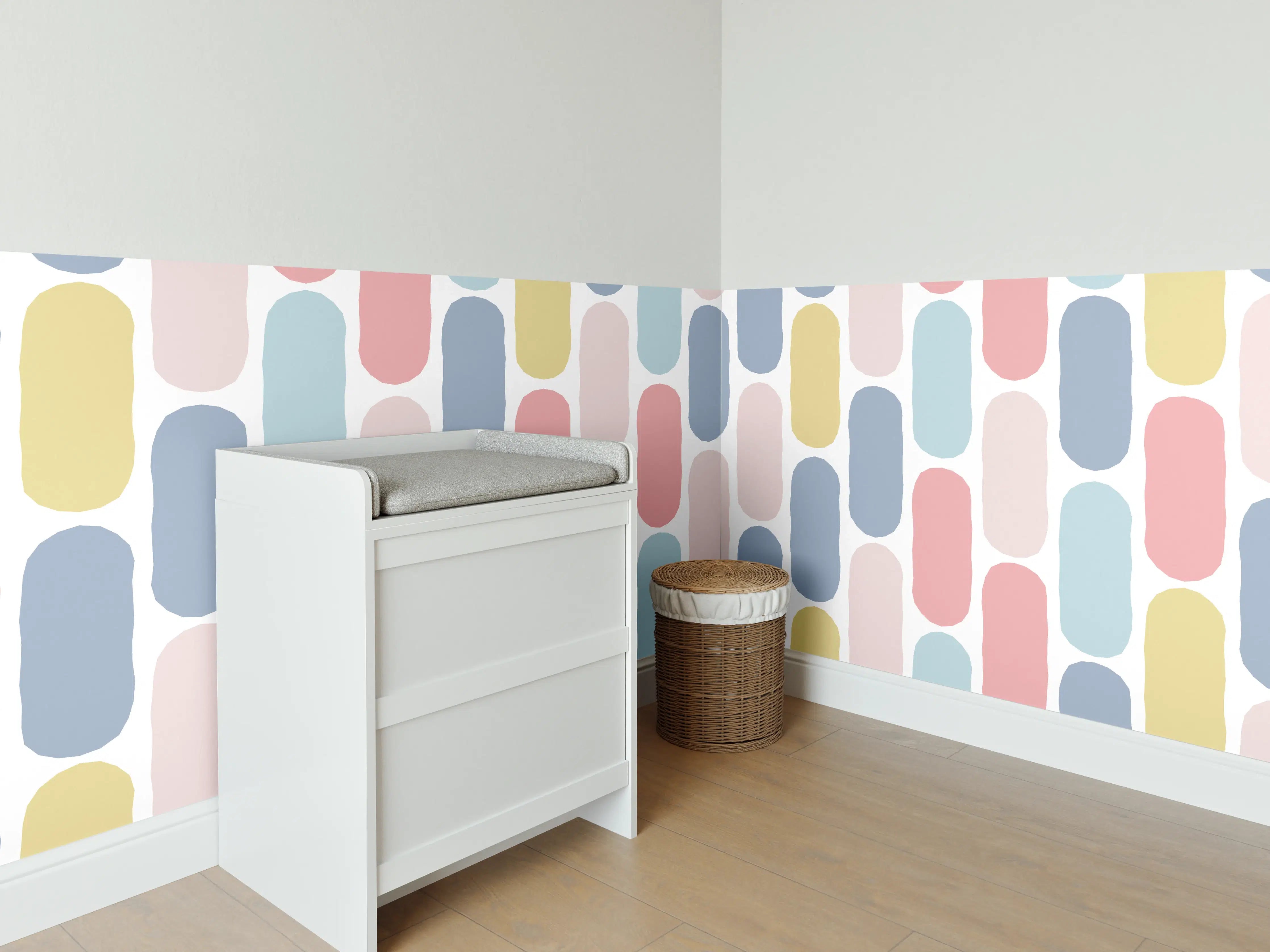 Babyzimmer Wandgestaltung - Pastellfarbenes Rautenmuster Design