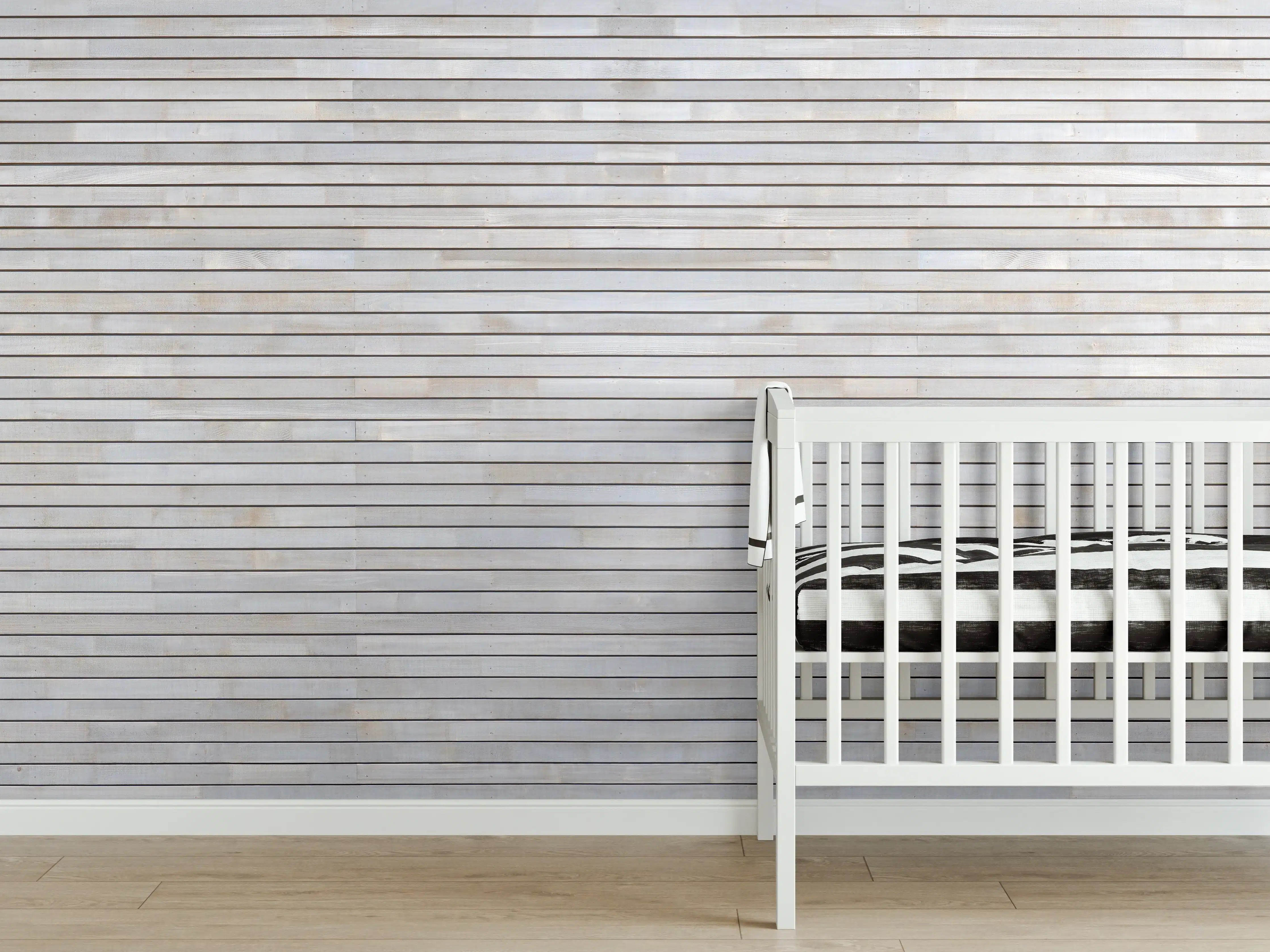 Babyzimmer Wandgestaltung - Pastellfarbige Holzfassade