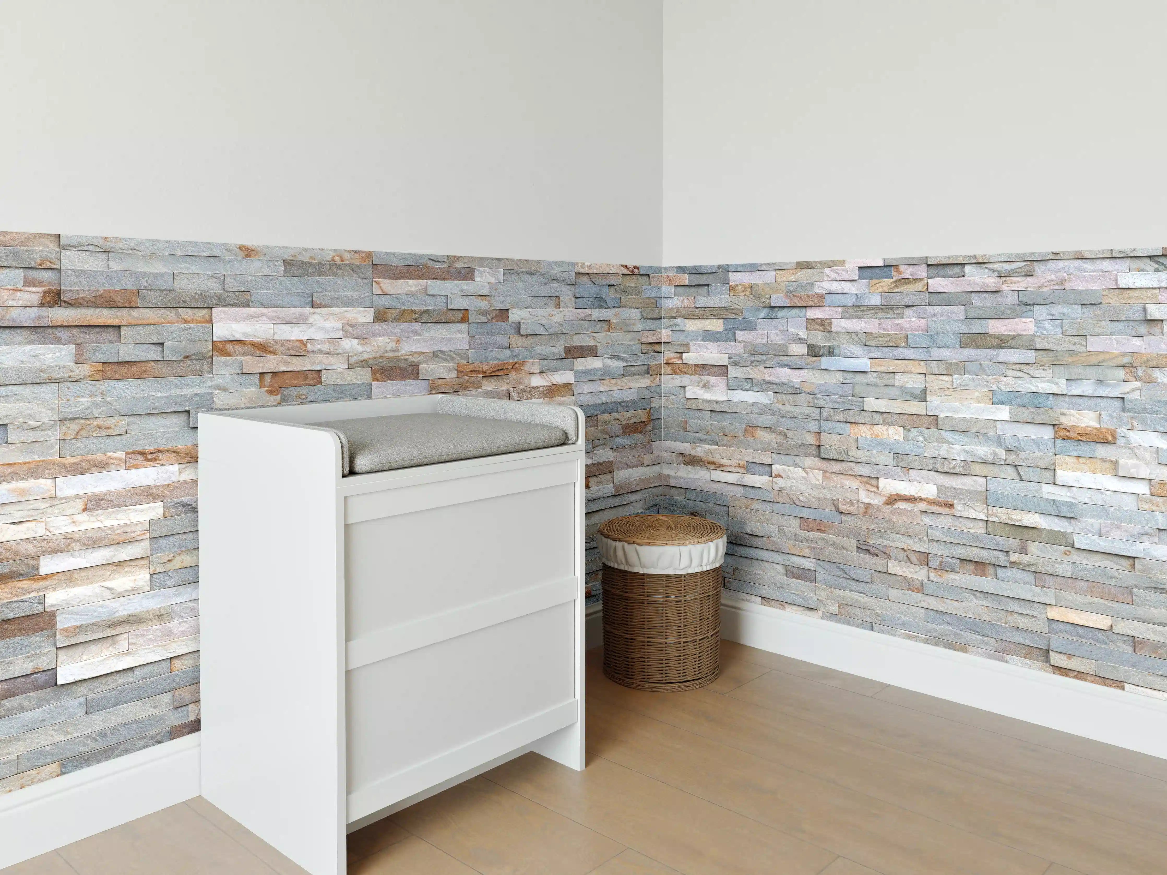 Babyzimmer Wandgestaltung - Pastellfarbige Schieferstein Textur