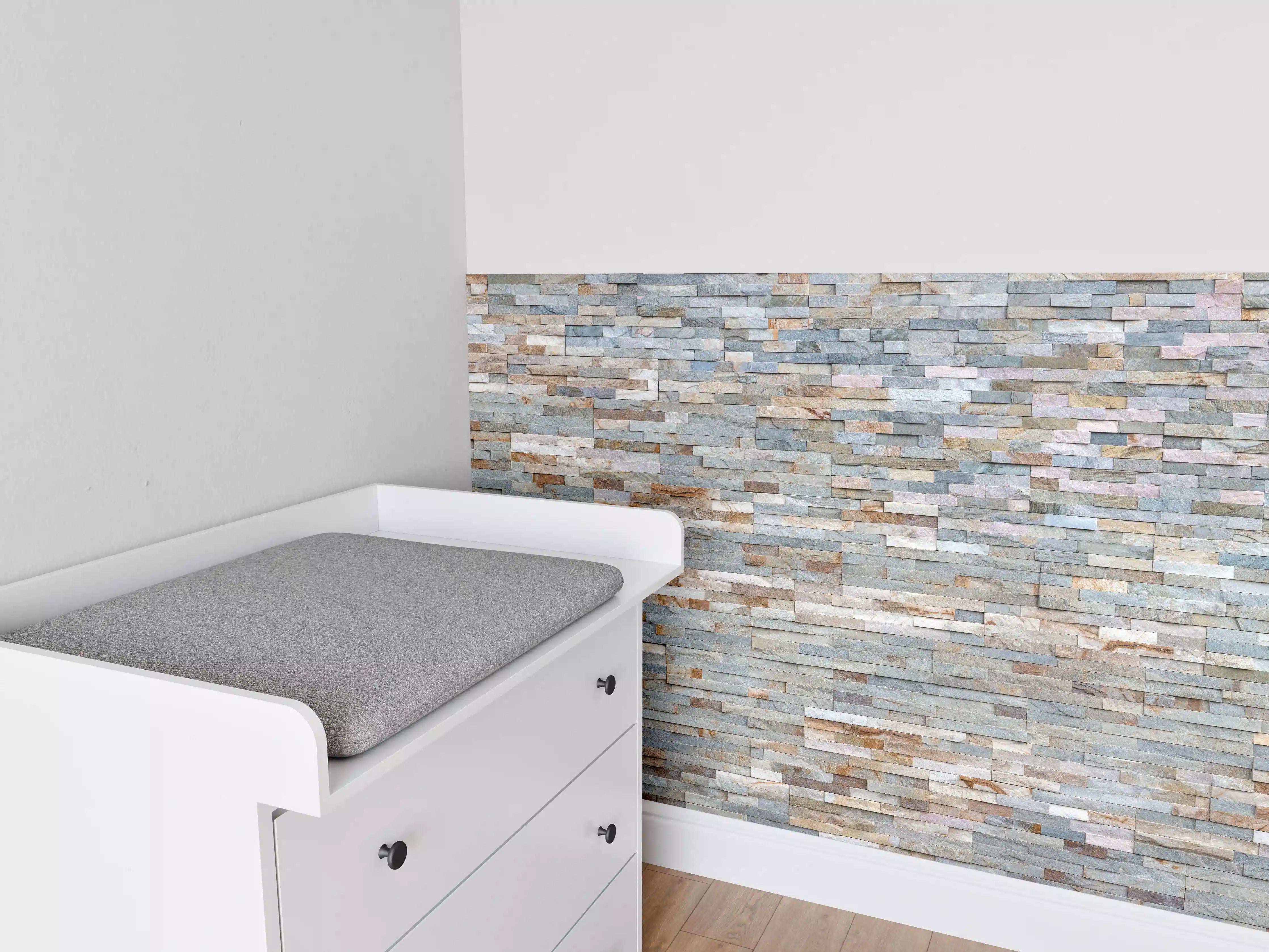 Babyzimmer Wandgestaltung - Pastellfarbige Schieferstein Textur