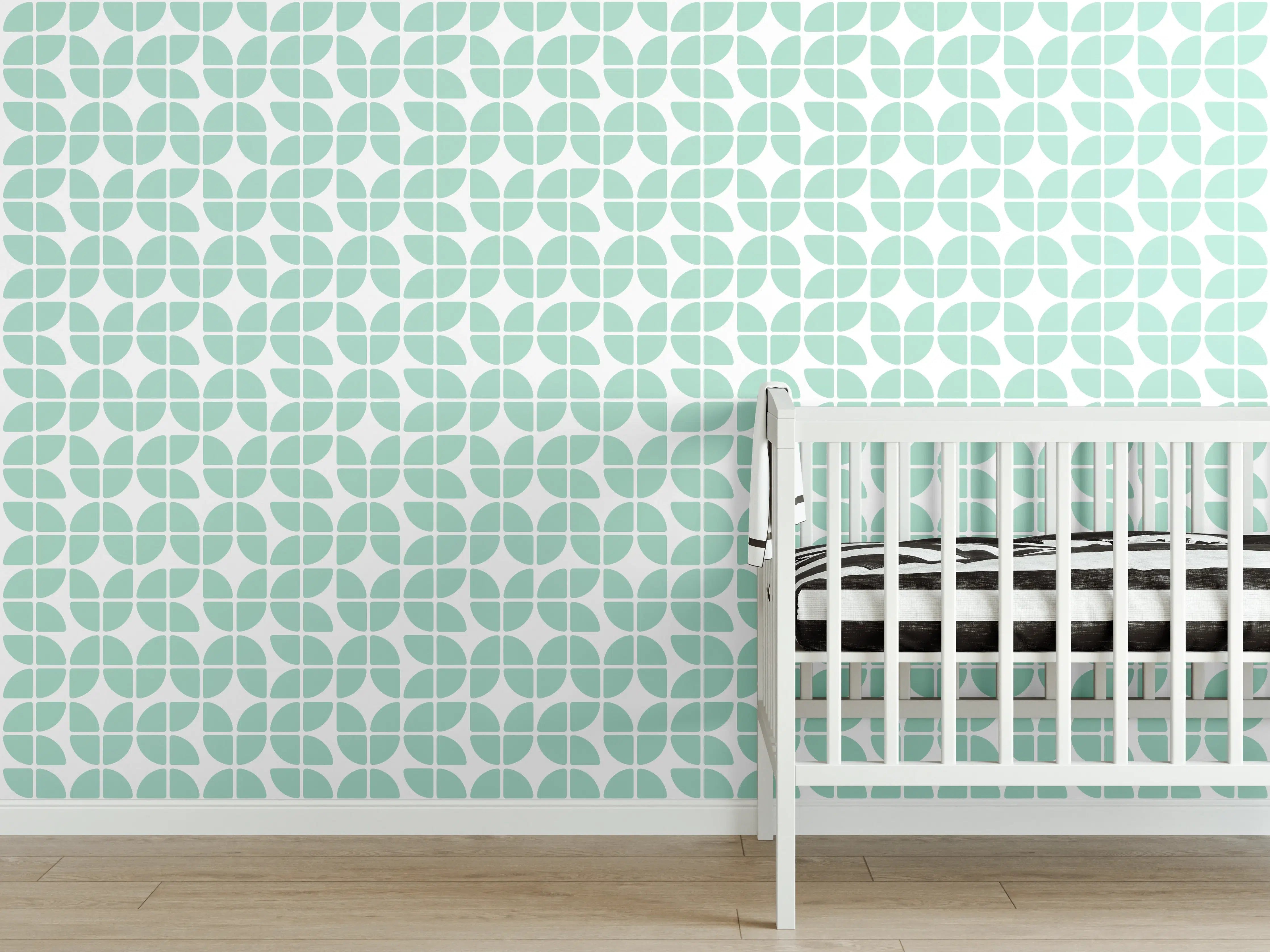Babyzimmer Wandgestaltung - Pastellgrüne Retro-Fliese