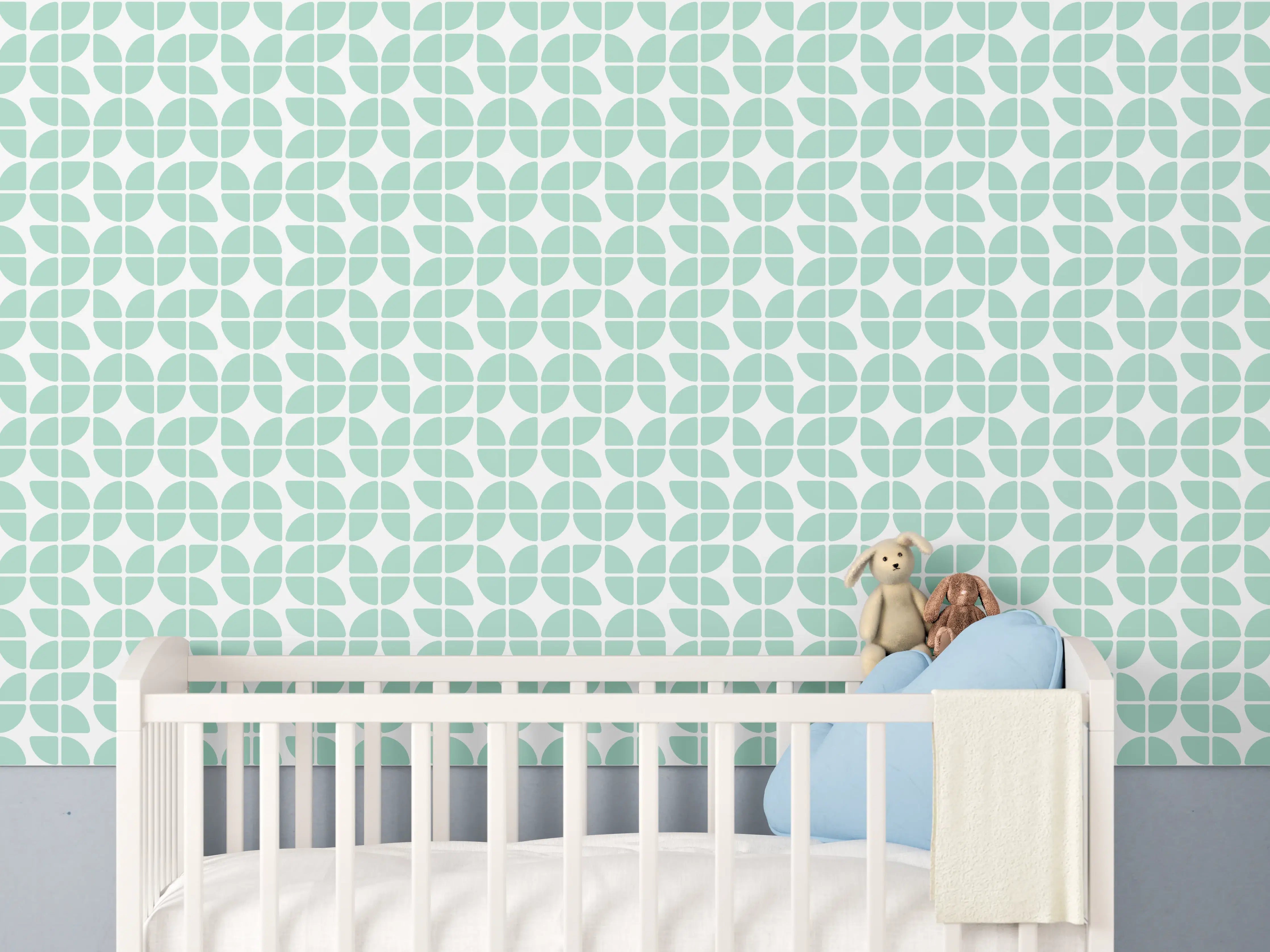 Babyzimmer Wandgestaltung - Pastellgrüne Retro-Fliese