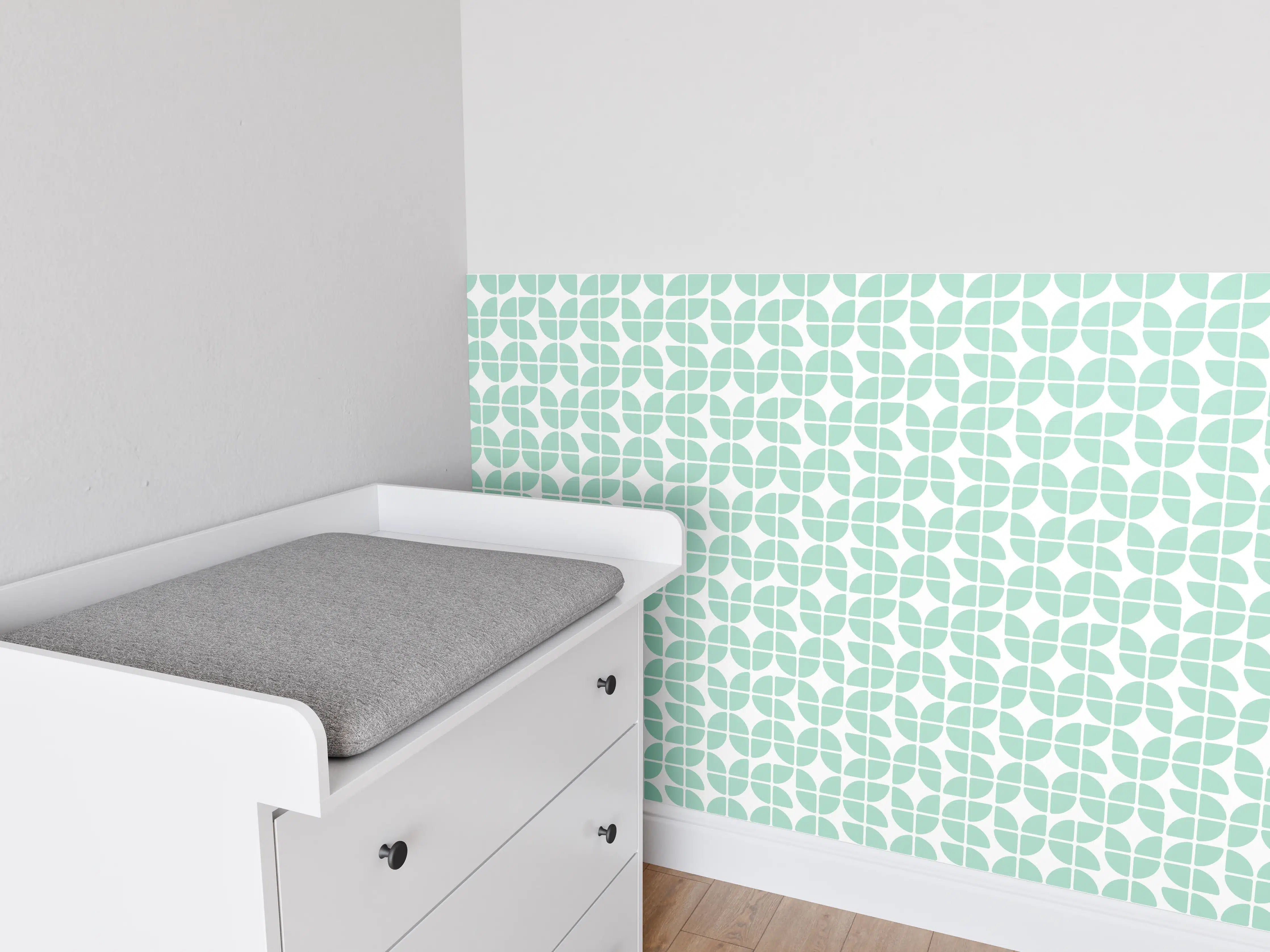 Babyzimmer Wandgestaltung - Pastellgrüne Retro-Fliese