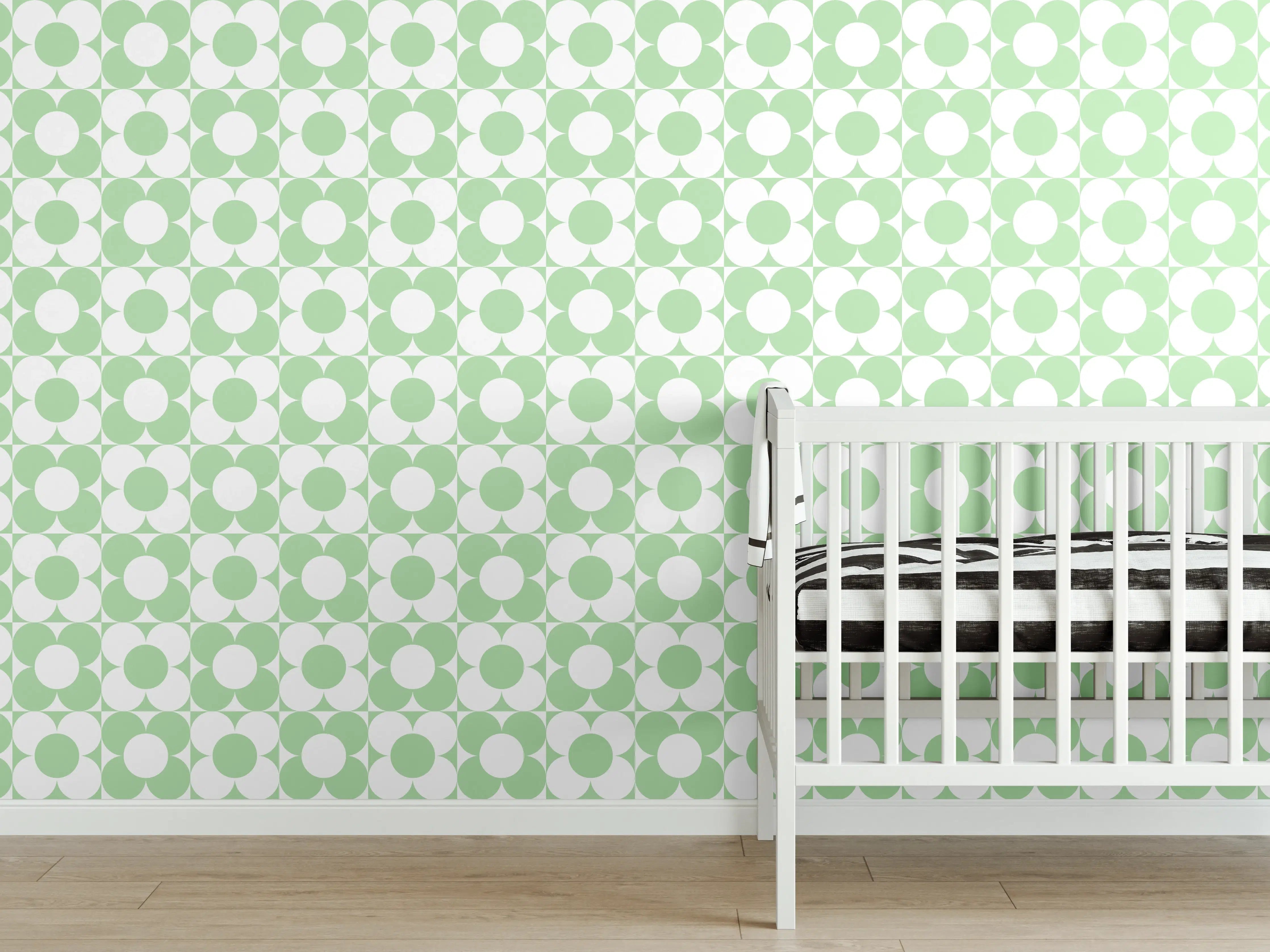 Babyzimmer Wandgestaltung - Pastellgrüne Vintage Fliesen