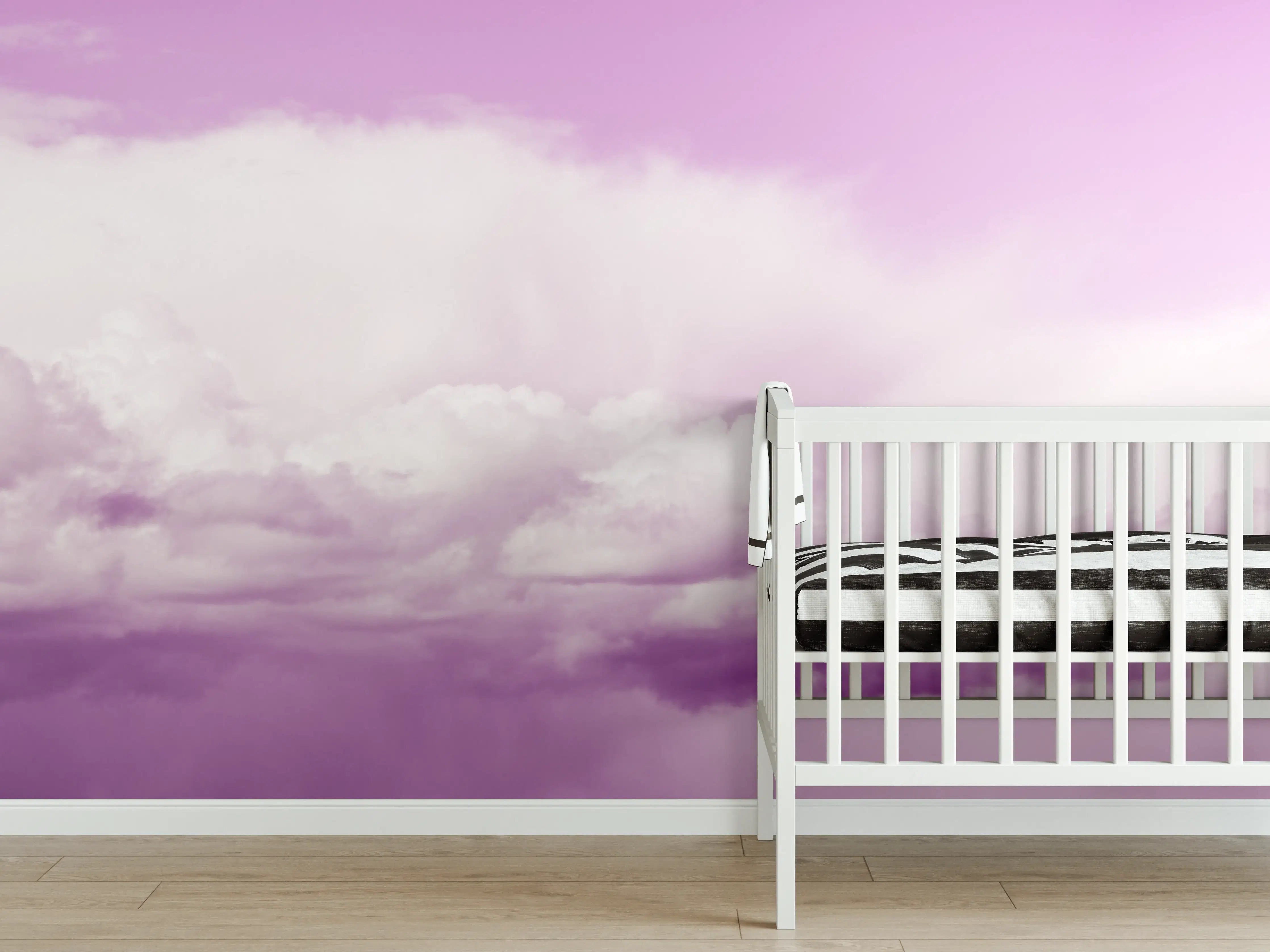 Babyzimmer Wandgestaltung - Pastellrosa Himmelspanorama