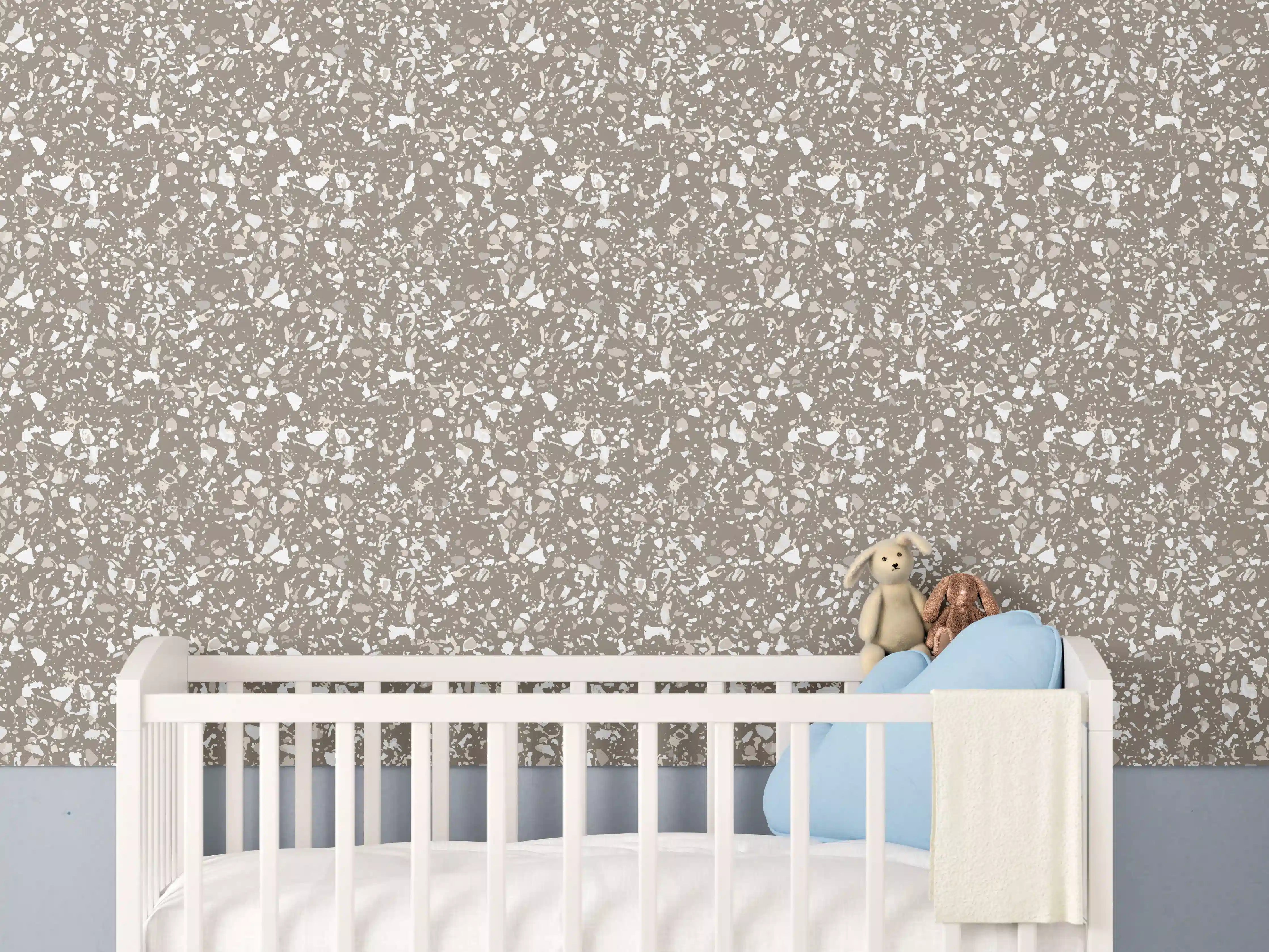 Babyzimmer Wandgestaltung - Perlende Steinfliese in warme Beigetöne